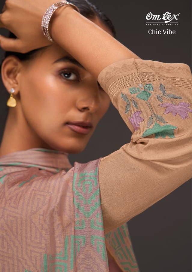 Chic Vibe By Om Tex 7611-A To 7611-D Series Beautiful Suits Stylish Fancy Colorful Party Wear & Ethnic Wear Satin Dresses At Wholesale Price