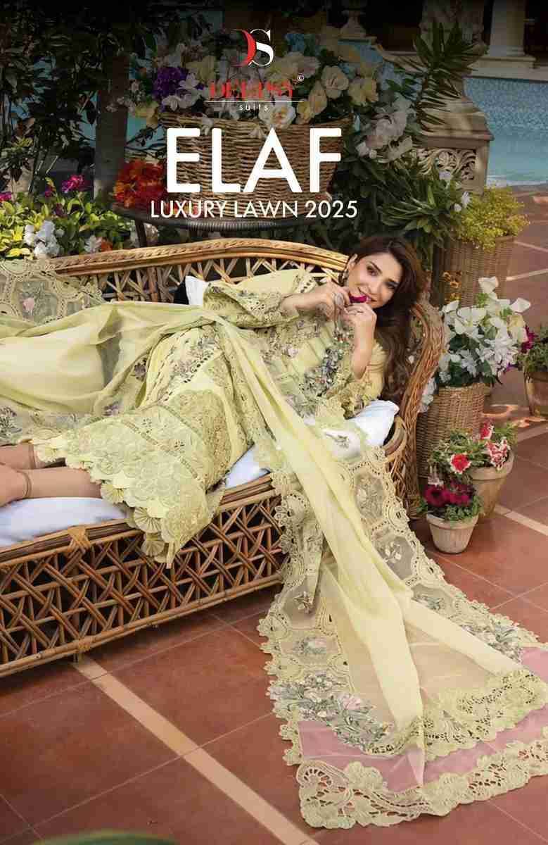 Elaf Luxury Lawn-2025 By Deepsy Suits 1261 To 1265 Series Designer Pakistani Suits Beautiful Fancy Stylish Colorful Party Wear & Occasional Wear Pure Cotton Dresses At Wholesale Price