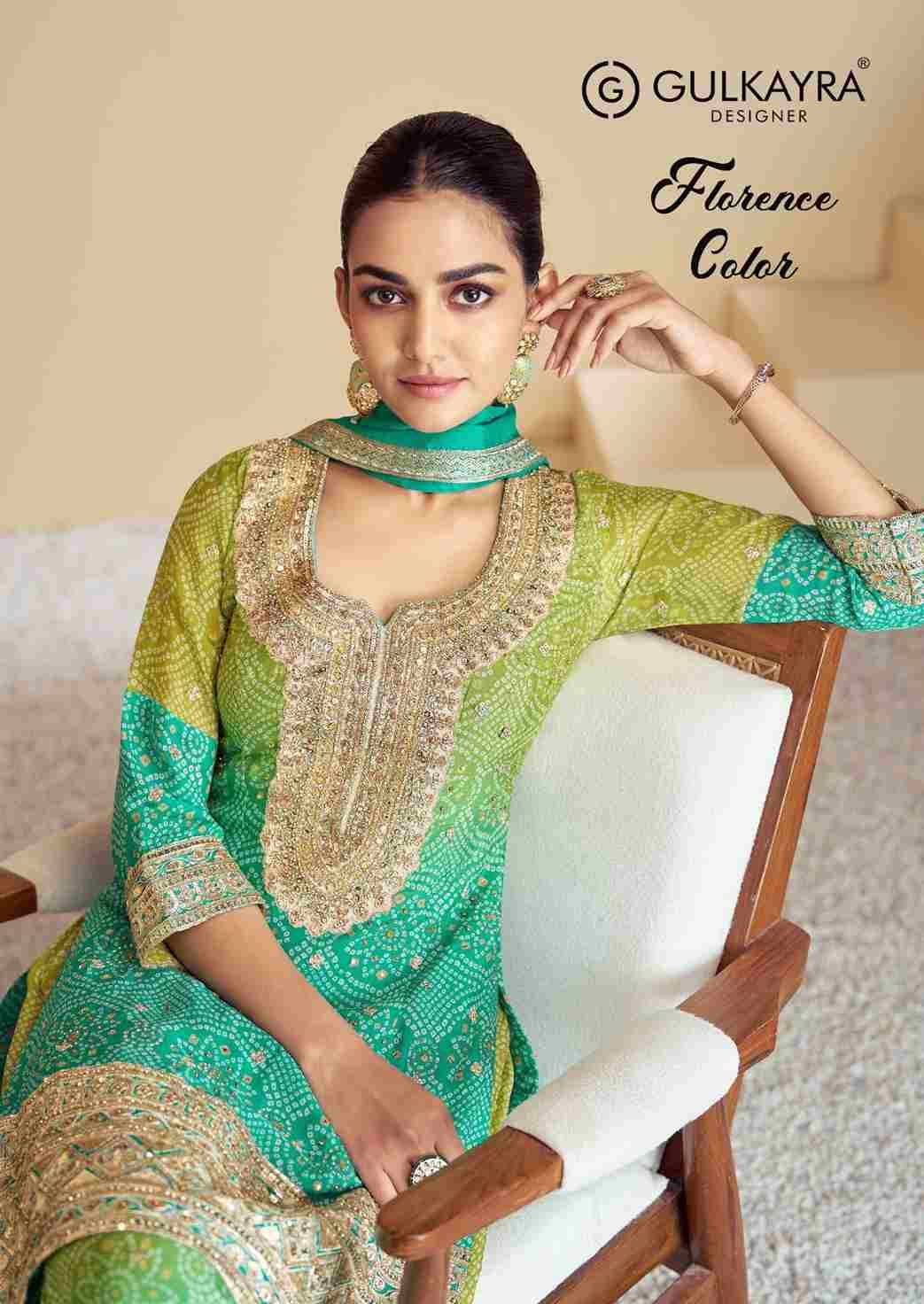 Florence Color By Gulkayra Designer 7483-A To 7483-C Series Beautiful Sharara Suits Colorful Stylish Fancy Casual Wear & Ethnic Wear Chinnon Dresses At Wholesale Price