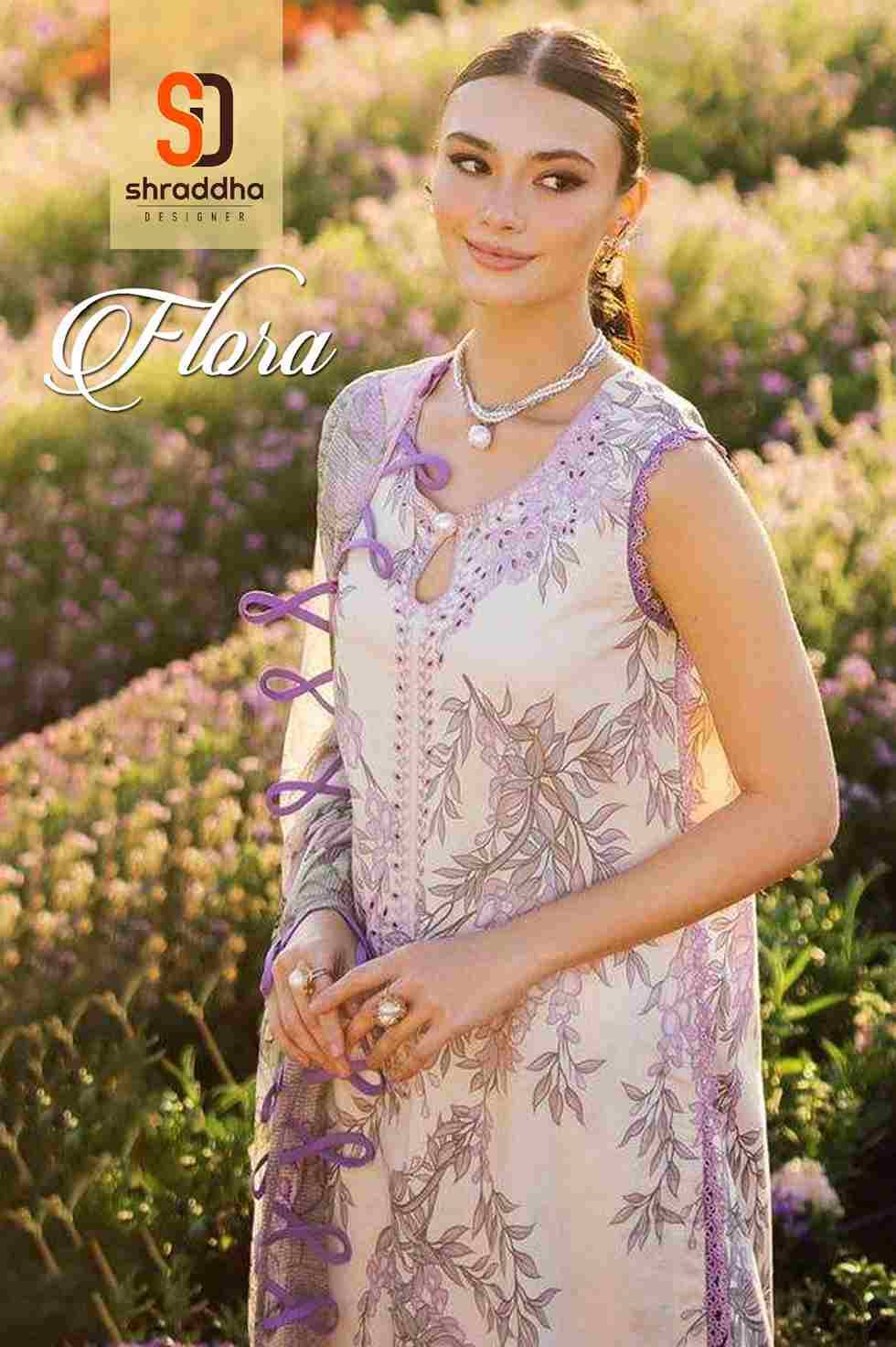 Flora By Shraddha Designer 1001-A To 1003-B Series Designer Pakistani Suits Beautiful Fancy Stylish Colorful Party Wear & Occasional Wear Lawn Cotton Print With Embroidery Dresses At Wholesale Price