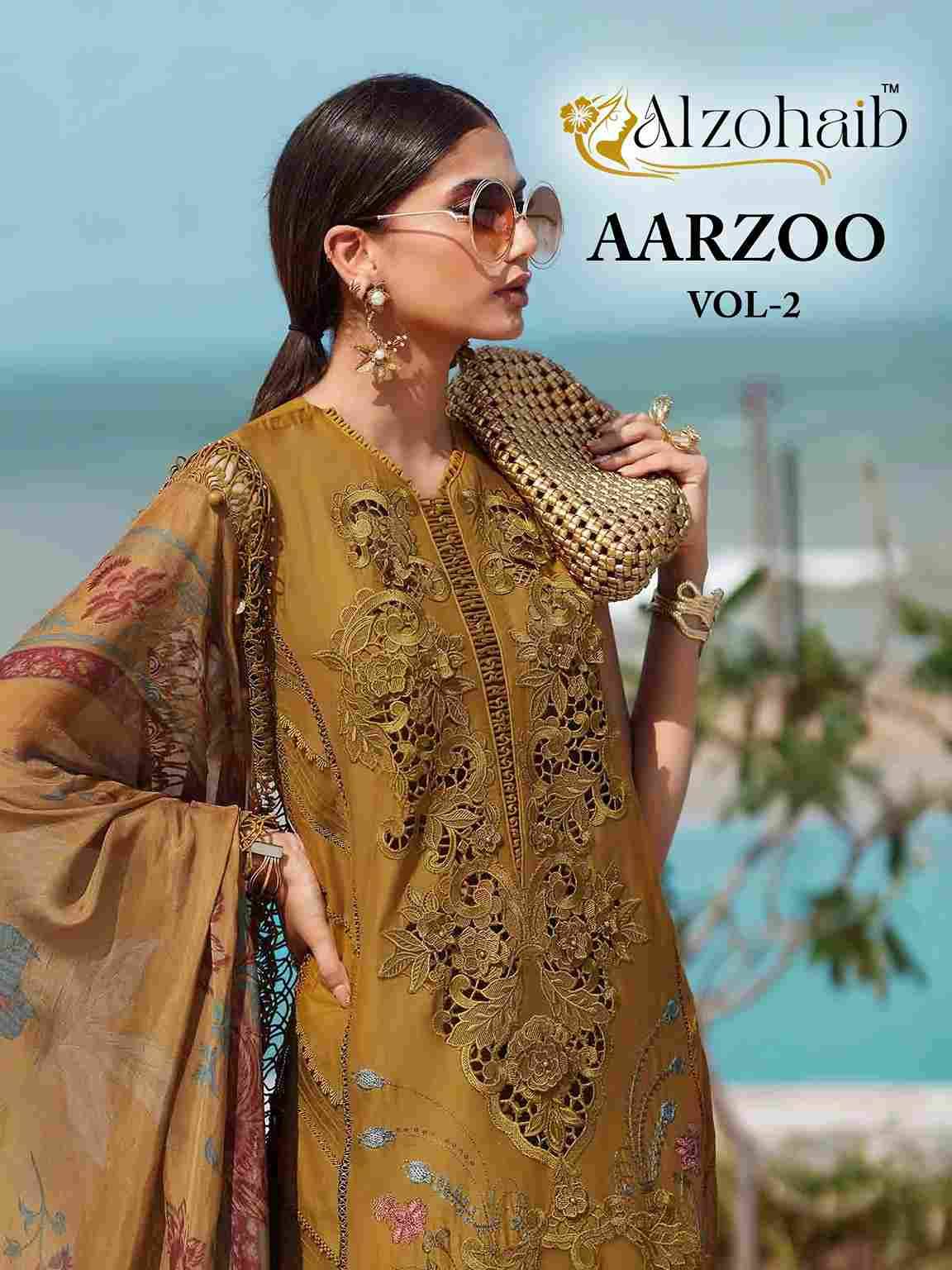 Aarzoo Vol-2 By Alzohaib 1311 To 1314 Series Beautiful Pakistani Suits Stylish Fancy Colorful Party Wear & Occasional Wear Cambric Cotton Print Dresses At Wholesale Price