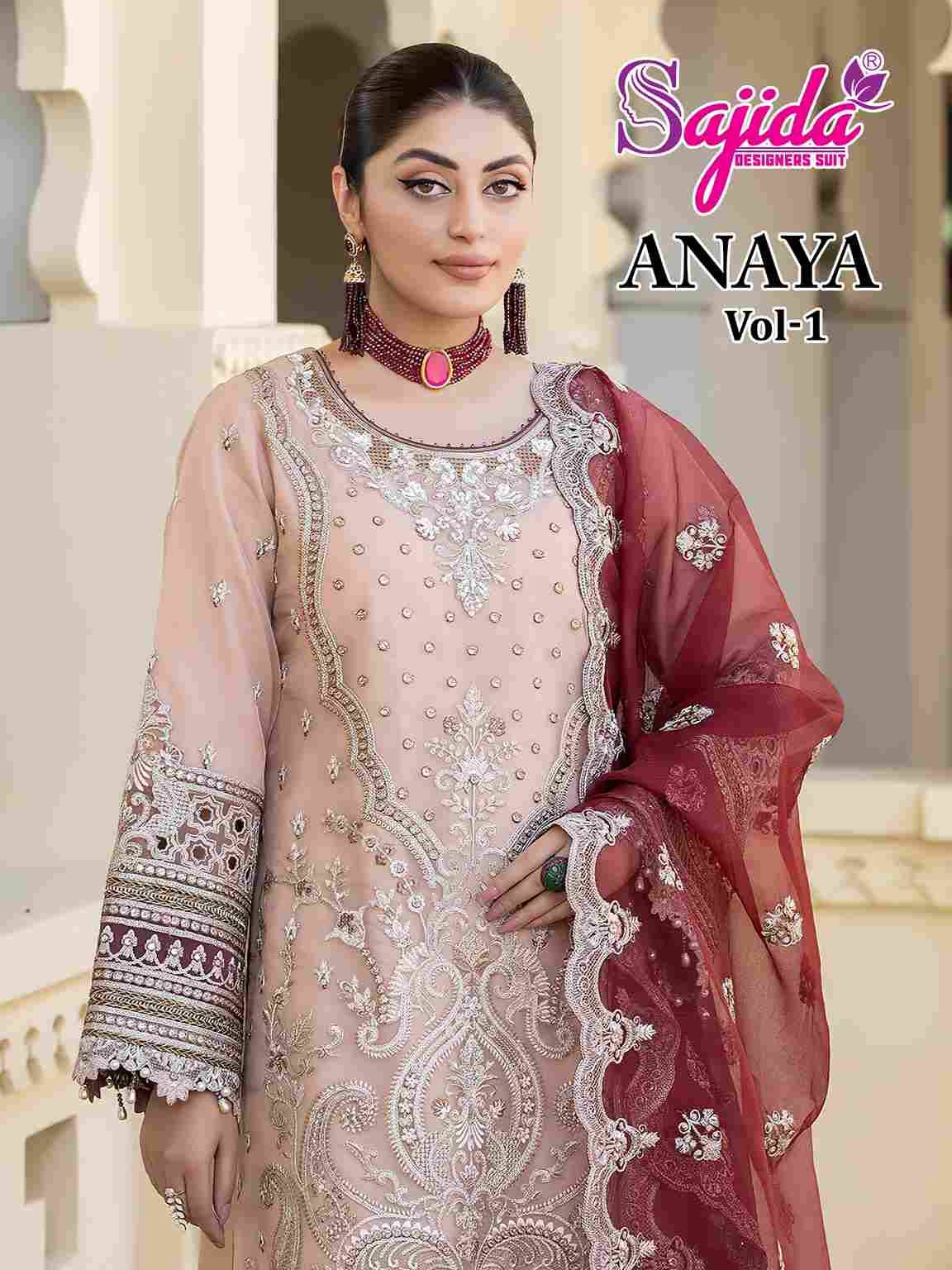 Anaya Vol-1 By Sajida Designer Suit 1048 To 1050 Series Designer Pakistani Suits Beautiful Fancy Stylish Colorful Party Wear & Occasional Wear Faux Georgette With Embroidery Dresses At Wholesale Price