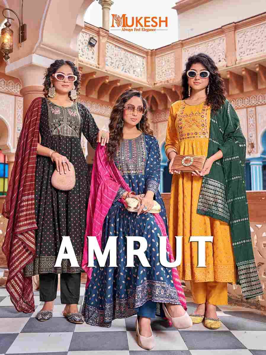 Amrut By Mukesh 101 To 108 Series Beautiful Stylish Festive Suits Fancy Colorful Casual Wear & Ethnic Wear & Ready To Wear Rayon Dresses At Wholesale Price