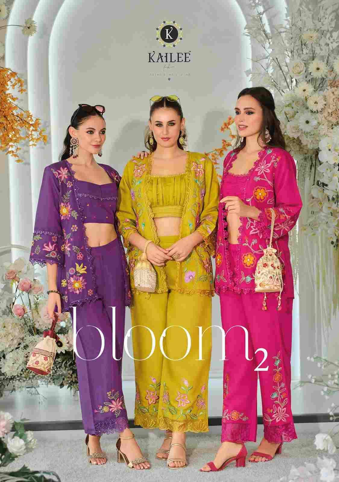 Bloom Vol-2 By Kailee 45601 To 45604 Series Designer Beautiful Festive Collection Occasional Wear & Party Wear Pure Viscose Organza Crop Top With Bottom And Jacket At Wholesale Price