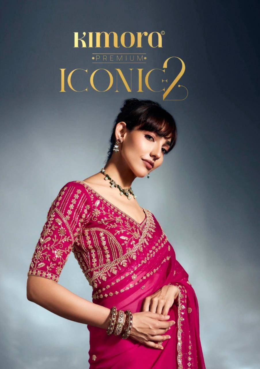 Iconic Vol-2 By Kimora Fashion 5461 To 5471 Series Indian Traditional Wear Collection Beautiful Stylish Fancy Colorful Party Wear & Occasional Wear Fancy Sarees At Wholesale Price