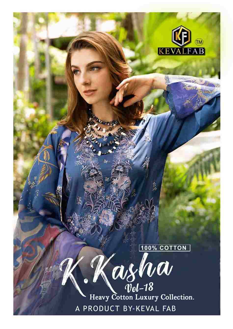 K.Kasha Vol-18 By Keval Fab 18001 To 18006 Series Beautiful Festive Suits Stylish Fancy Colorful Casual Wear & Ethnic Wear Heavy Pure Cotton Print Dresses At Wholesale Price