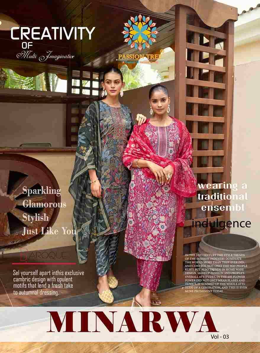 Minarwa Vol-3 By Passion Tree 3001 To 3007 Series Beautiful Stylish Festive Suits Fancy Colorful Casual Wear & Ethnic Wear & Ready To Wear Capsule Print Dresses At Wholesale Price