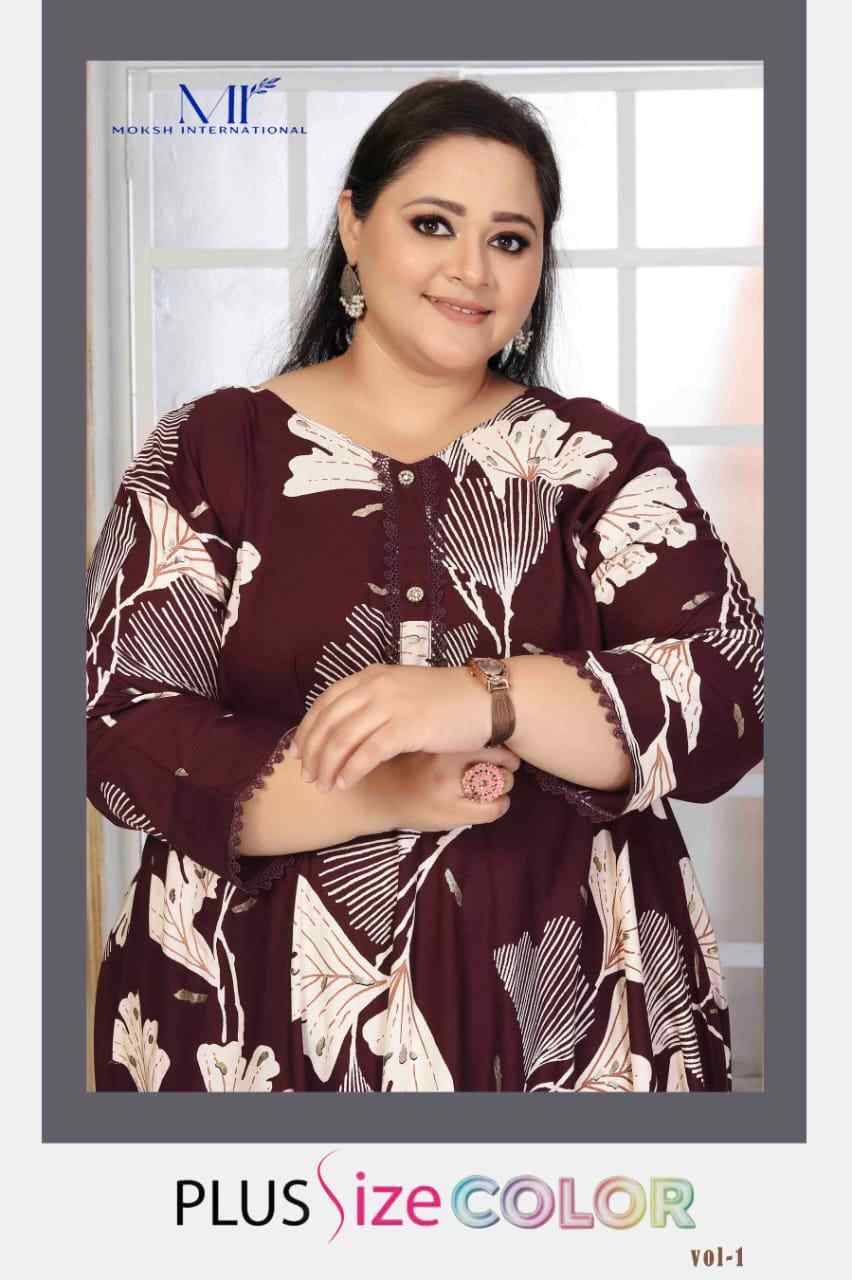 Plus Size Color Vol-1 By Moksh International 8657 To 8660 Series Beautiful Stylish Fancy Colorful Casual Wear & Ethnic Wear Heavy Rayon Kurtis At Wholesale Price