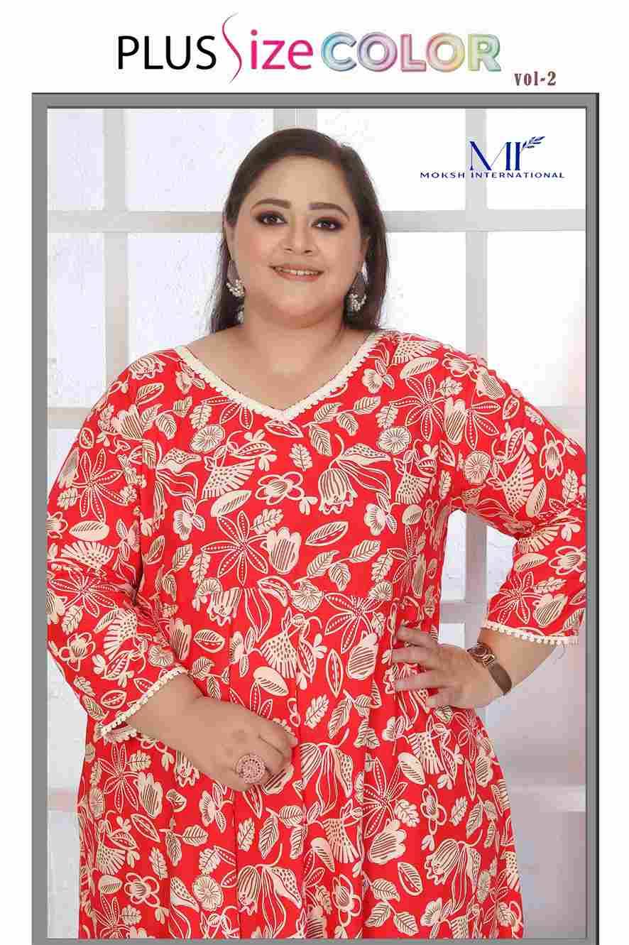 Plus Size Color Vol-2 By Moksh International 8661 To 8664 Series Beautiful Stylish Fancy Colorful Casual Wear & Ethnic Wear Heavy Rayon Kurtis At Wholesale Price