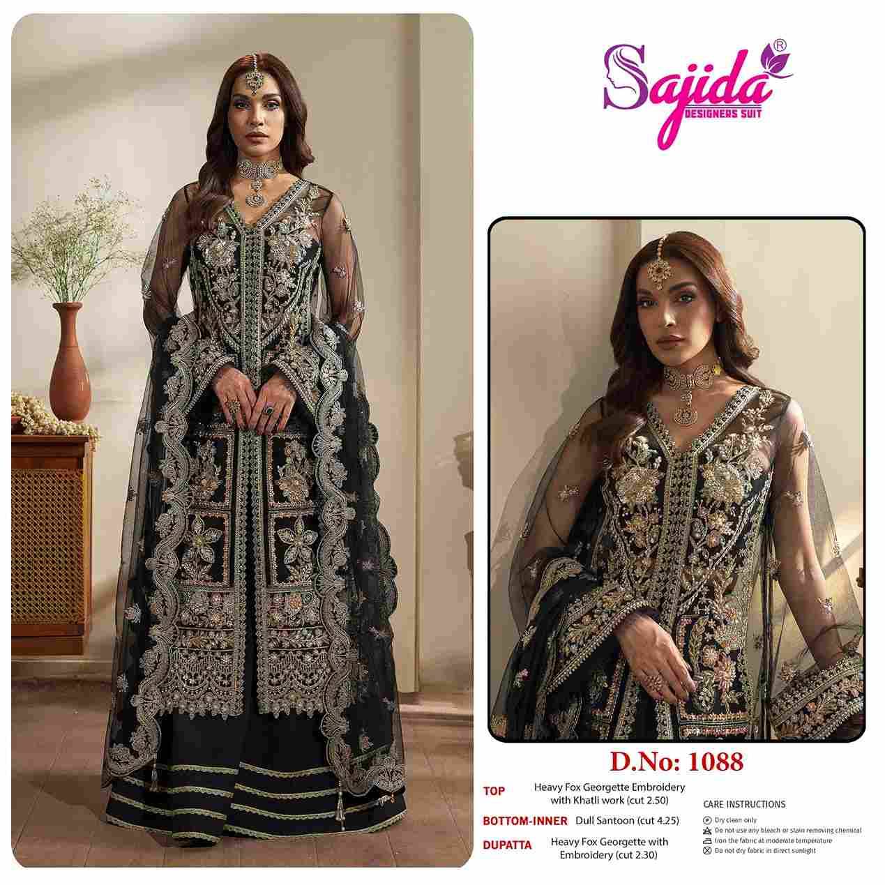 Sajida Hit Design 1088 By Sajida Designer Suit Beautiful Pakistani Suits Colorful Stylish Fancy Casual Wear & Ethnic Wear Heavy Faux Georgette Embroidered Dresses At Wholesale Price