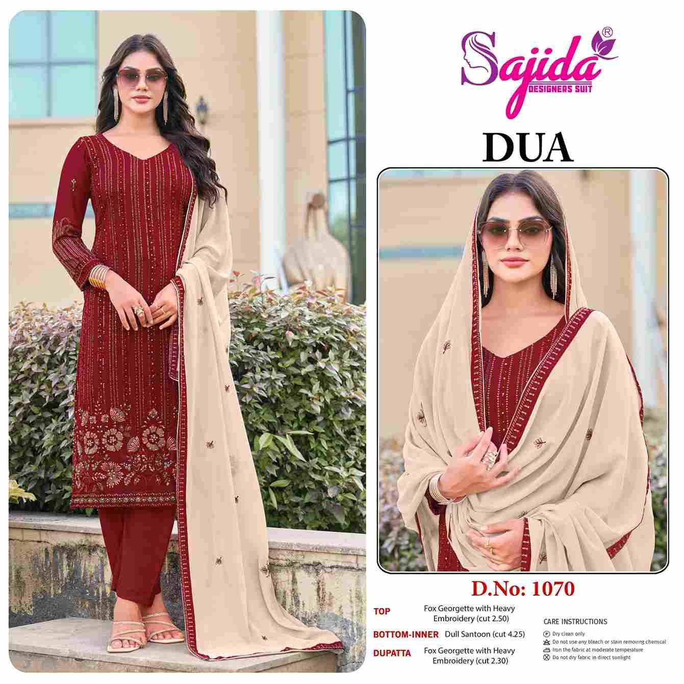 Sajida Hit Design 1070 By Sajida Designer Suit Beautiful Pakistani Suits Colorful Stylish Fancy Casual Wear & Ethnic Wear Heavy Faux Georgette Embroidered Dresses At Wholesale Price