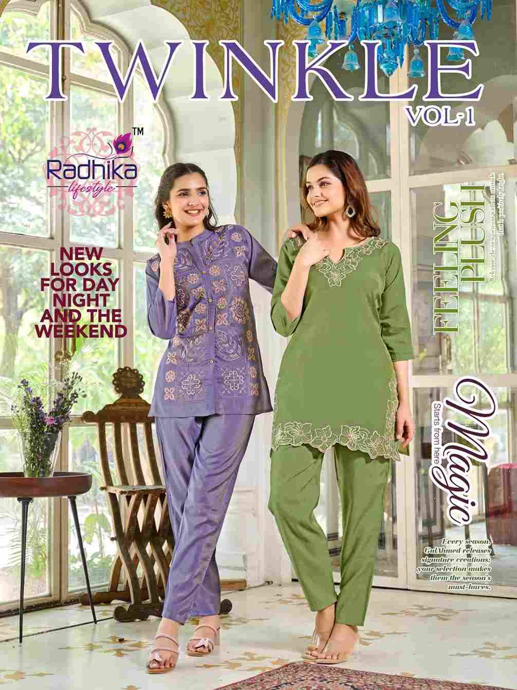 Twinkle Vol-1 By Radhika Lifestyle 1001 To 1004 Series Designer Stylish Fancy Colorful Beautiful Casual Wear & Ethnic Wear Roman Simmer Co-Ords At Wholesale Price