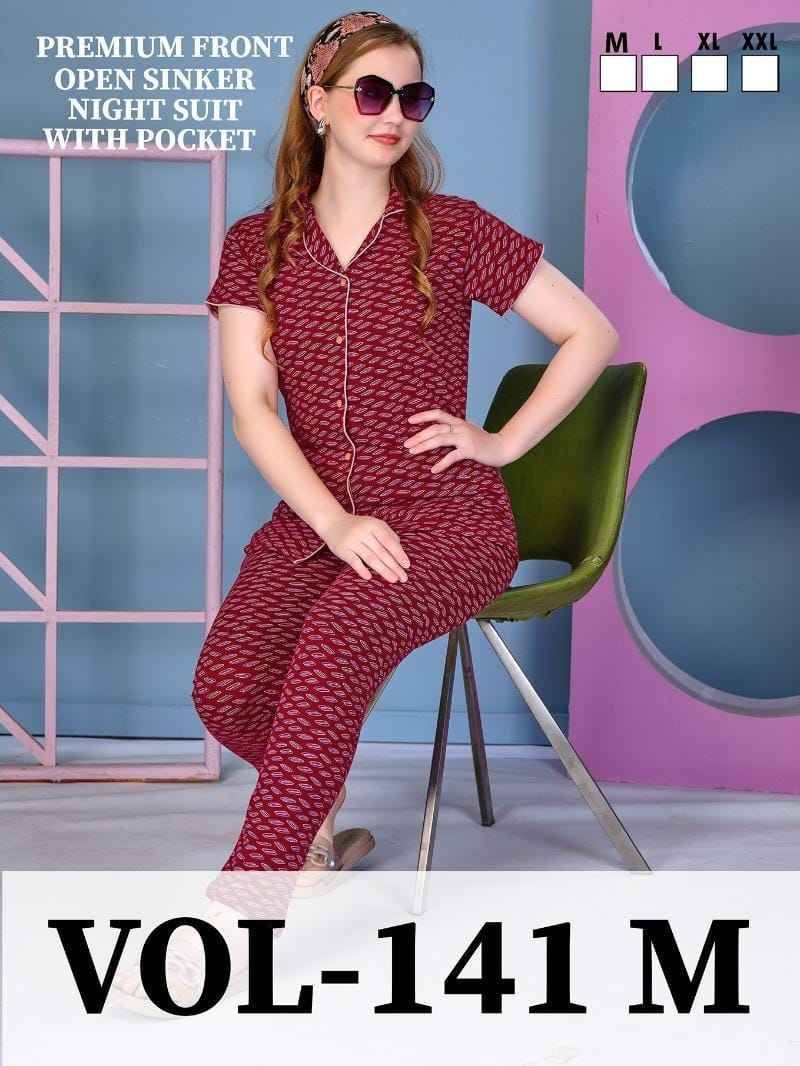 Vol-141-M By Kaamiri 141-A To 141-F Series Designer Stylish Fancy Colorful Beautiful Party Wear & Ethnic Wear Collection Heavy Hosiery Cotton Night Suits At Wholesale Price