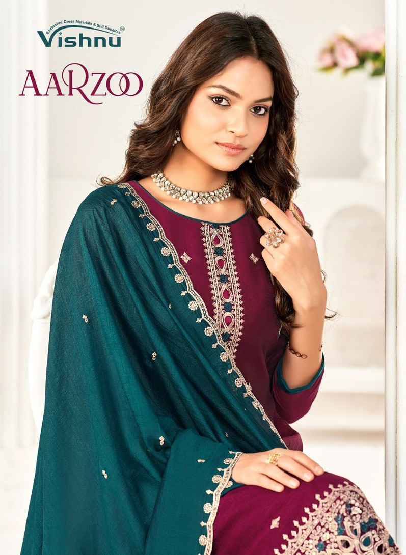 Aarzoo By Vishnu 30001 To 30012 Series Beautiful Stylish Festive Suits Fancy Colorful Casual Wear & Ethnic Wear & Ready To Wear Vichitra Silk Dresses At Wholesale Price
