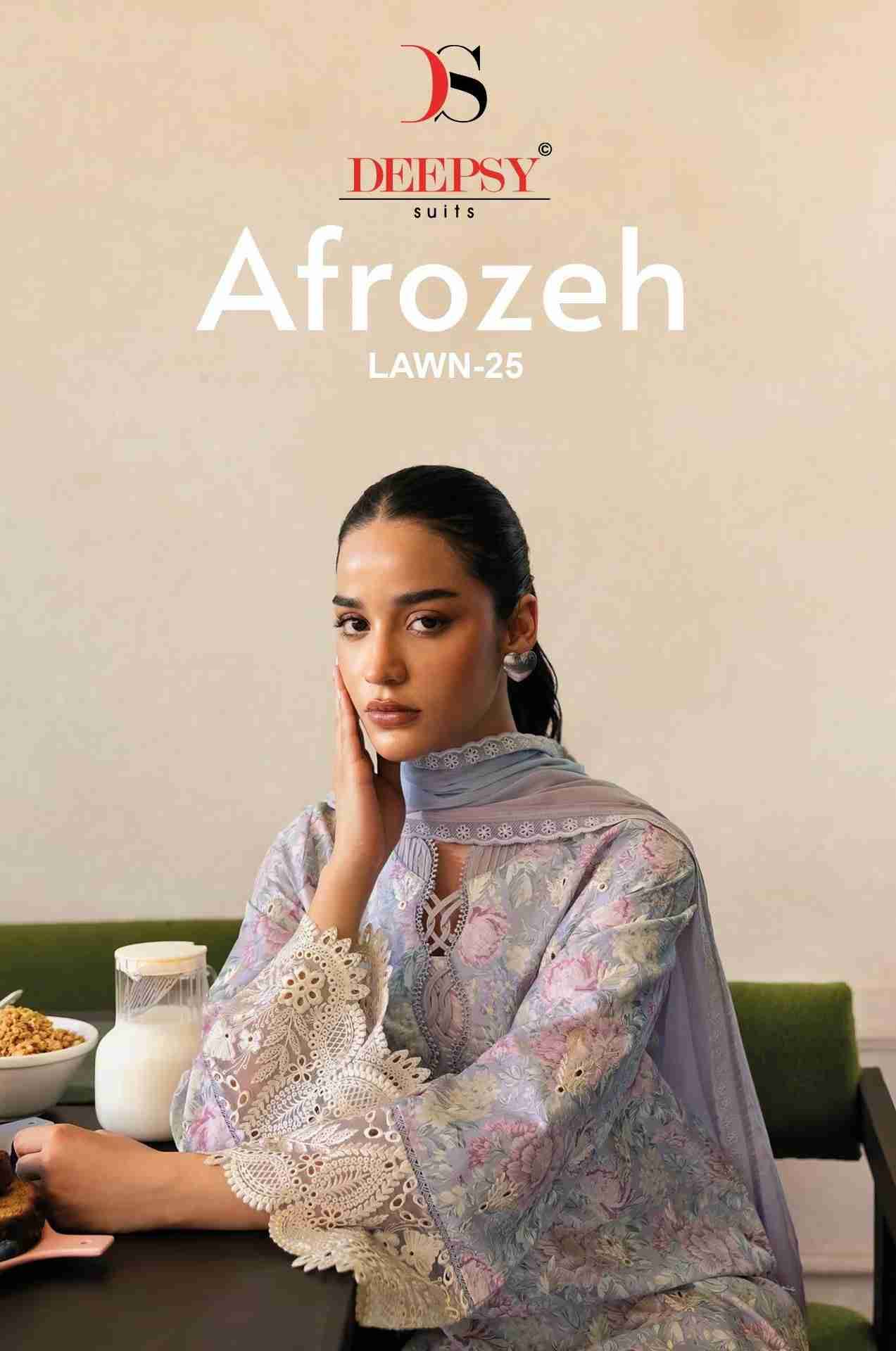 Afrozeh Lawn-25 By Deepsy Suits 1321 To 1328 Series Pakistani Stylish Beautiful Colourful Printed & Embroidered Party Wear & Occasional Wear Pure Cotton Dresses At Wholesale Price