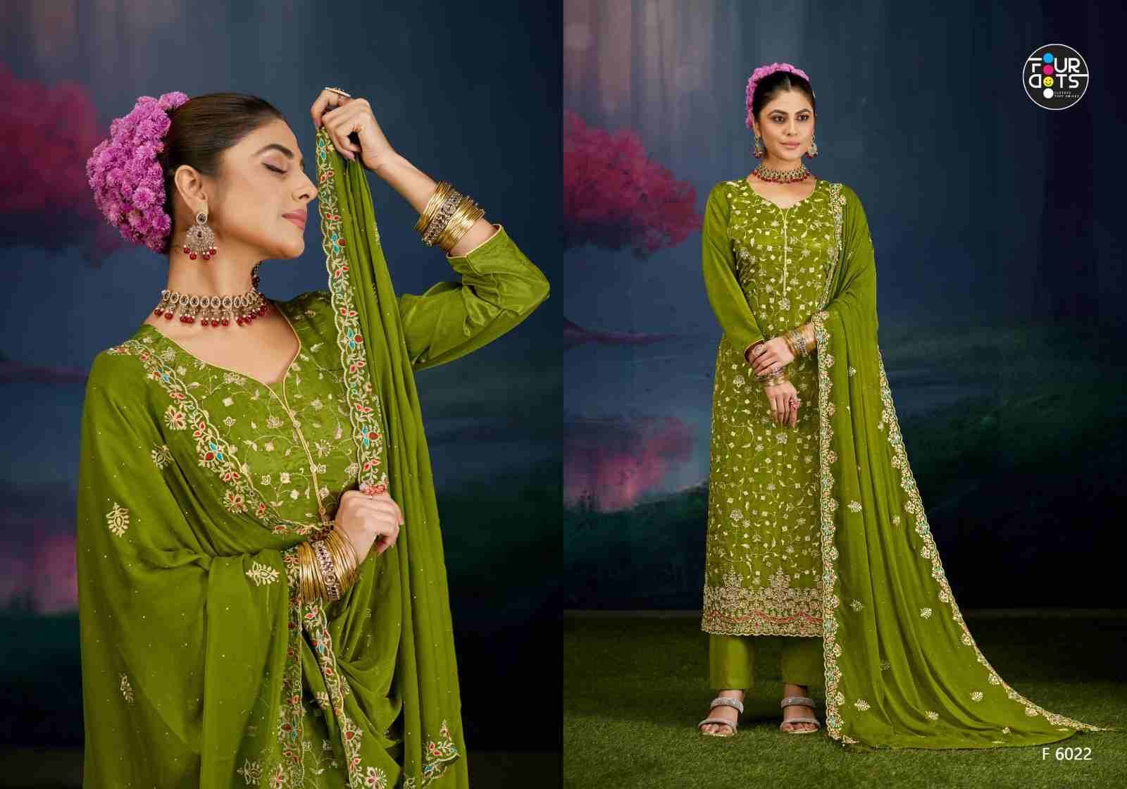 Atharv By Four Dots 6021 To 6024 Series Designer Stylish Fancy Colorful Beautiful Party Wear & Ethnic Wear Collection Organza Dresses At Wholesale Price