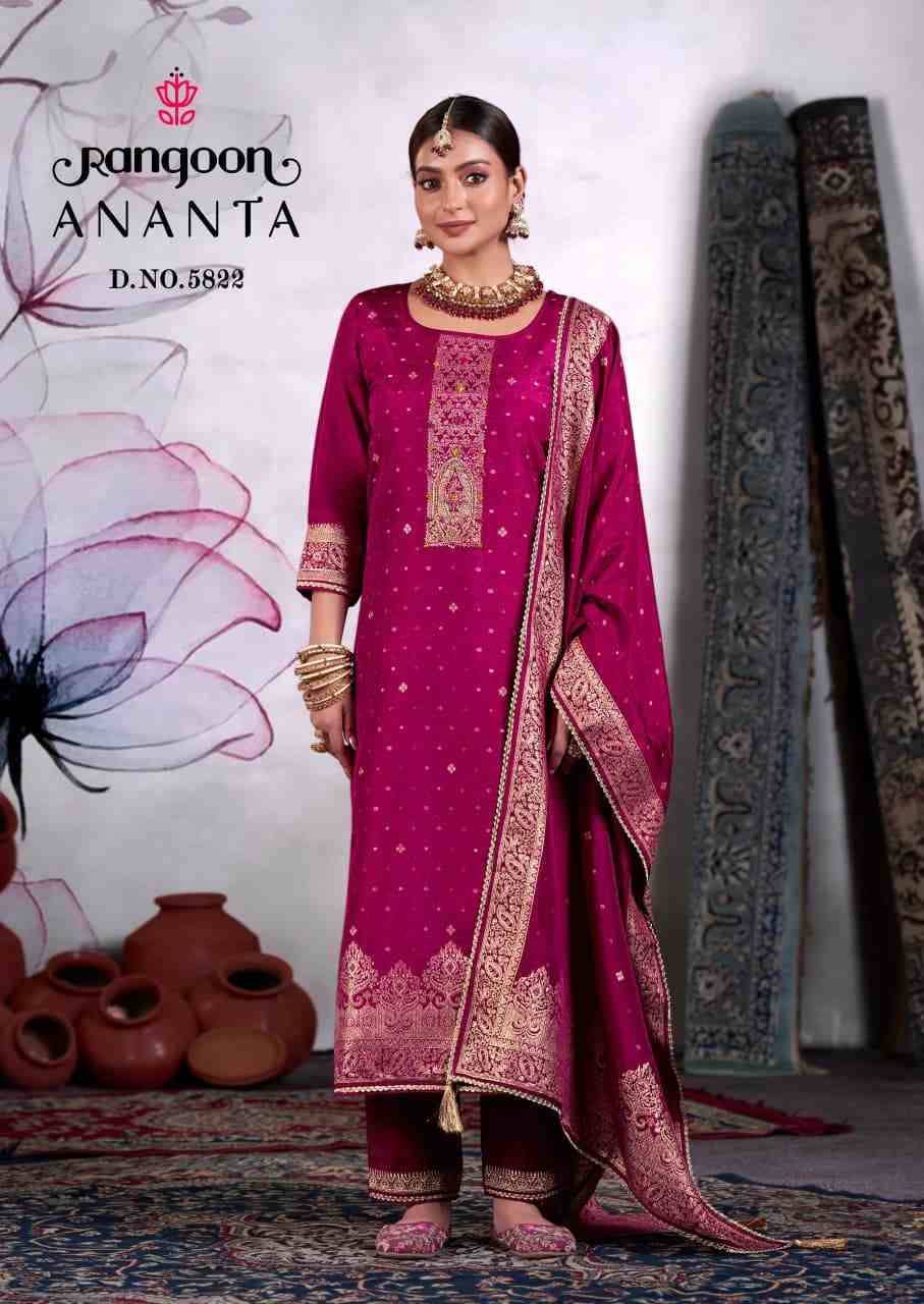 Ananta By Rangoon 5821 To 5824 Series Beautiful Stylish Festive Suits Fancy Colorful Casual Wear & Ethnic Wear & Ready To Wear Dola Jacquard Dresses At Wholesale Price