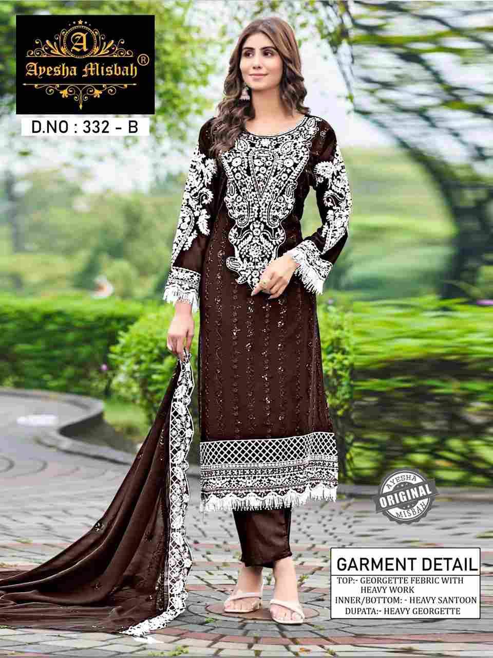 Ayesha Misbah 332 Colours By Fashid Wholesale 332-A To 332-F Series Beautiful Pakistani Suits Colorful Stylish Fancy Casual Wear & Ethnic Wear Georgette Embroidered Dresses At Wholesale Price