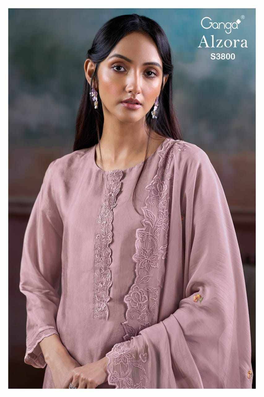 Alzora-3800 By Ganga Fashion 3800-A To 3800-B Series Beautiful Festive Suits Colorful Stylish Fancy Casual Wear & Ethnic Wear Pure Bemberg Silk Dresses At Wholesale Price