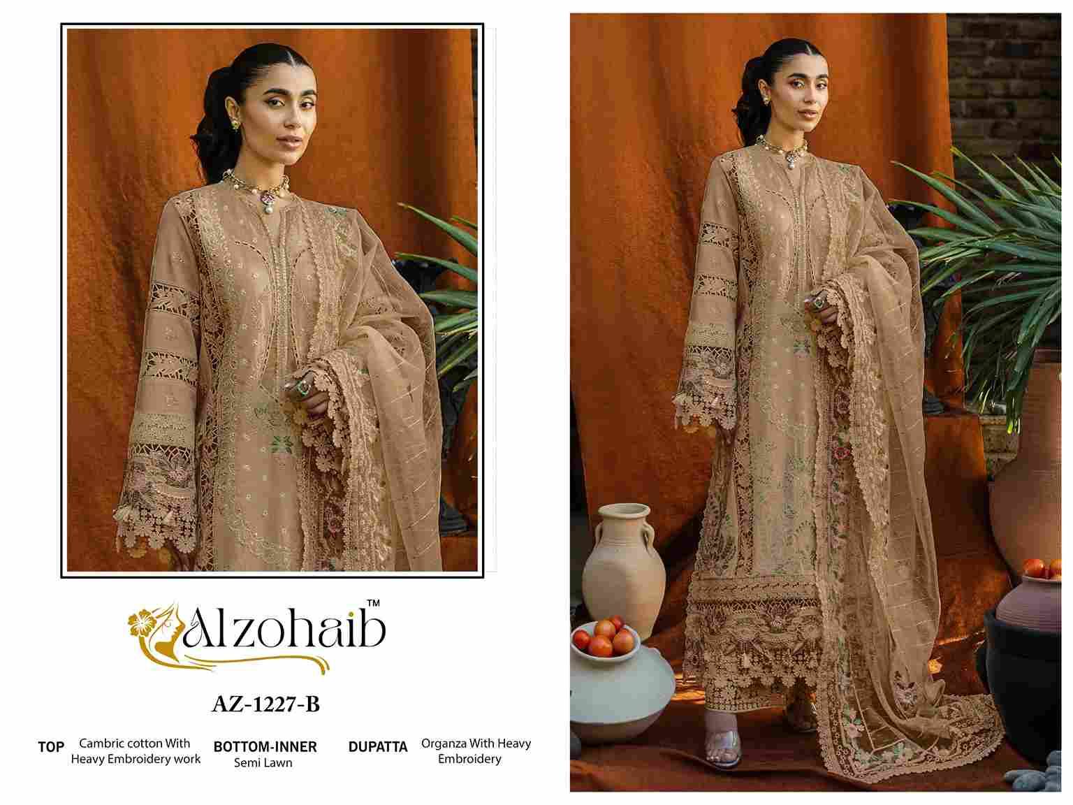 Alzohaib 1227 Colours By Alzohaib 1227-A To 1227-B Series Beautiful Pakistani Suits Stylish Fancy Colorful Party Wear & Occasional Wear Cambric Cotton Print Dresses At Wholesale Price