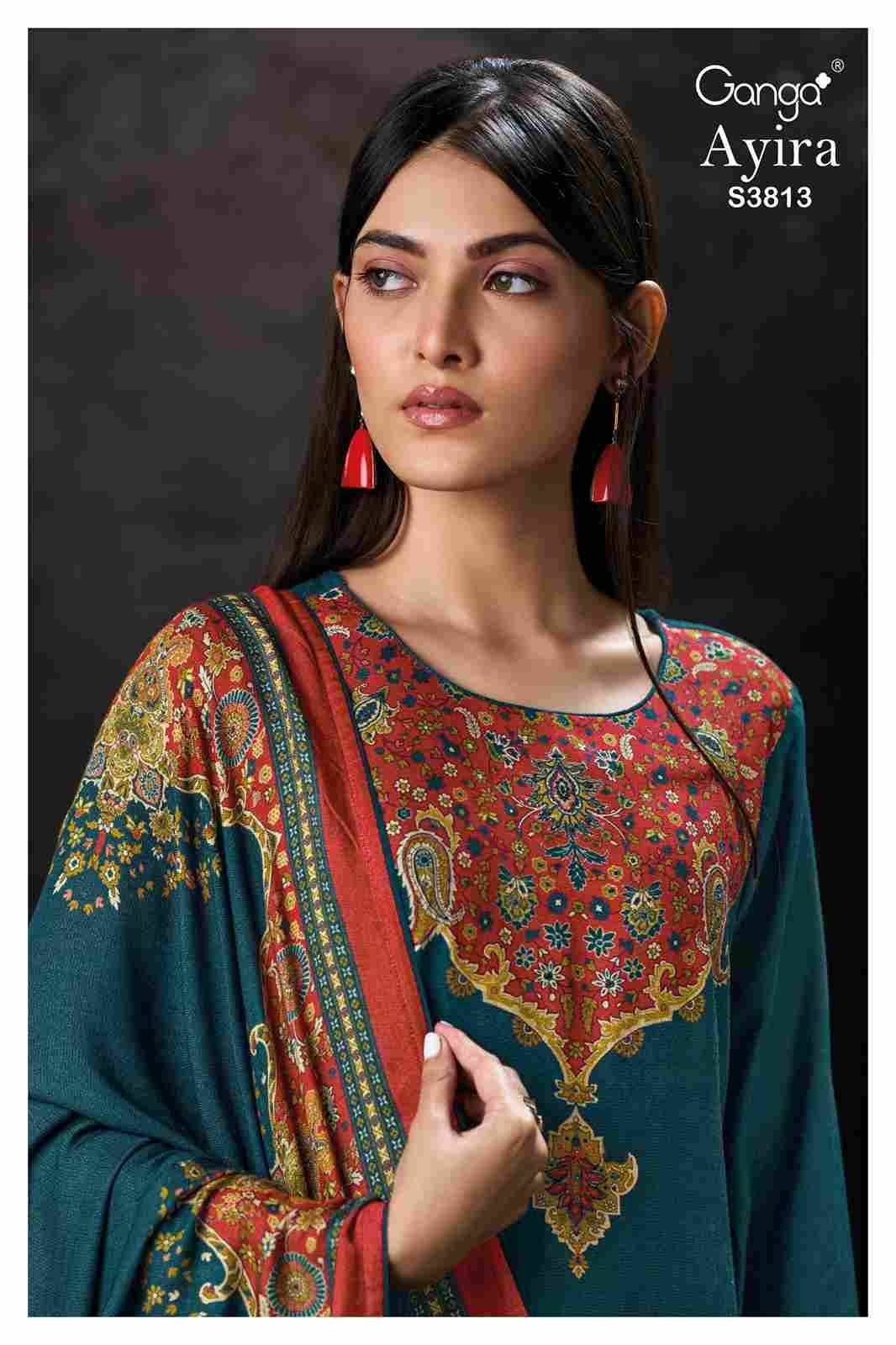 Ayira-3813 By Ganga Fashion 3813-A To 3813-D Series Beautiful Festive Suits Colorful Stylish Fancy Casual Wear & Ethnic Wear Pure Pashmina Jacquard Dresses At Wholesale Price