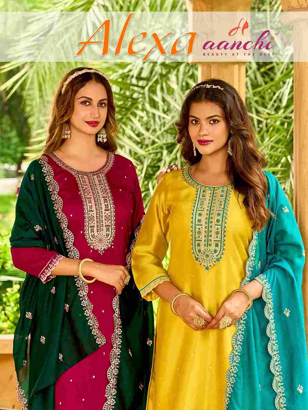 Alexa By Aanchi 01 To 04 Series Beautiful Festive Suits Colorful Stylish Fancy Casual Wear & Ethnic Wear Vichitra Silk Dresses At Wholesale Price