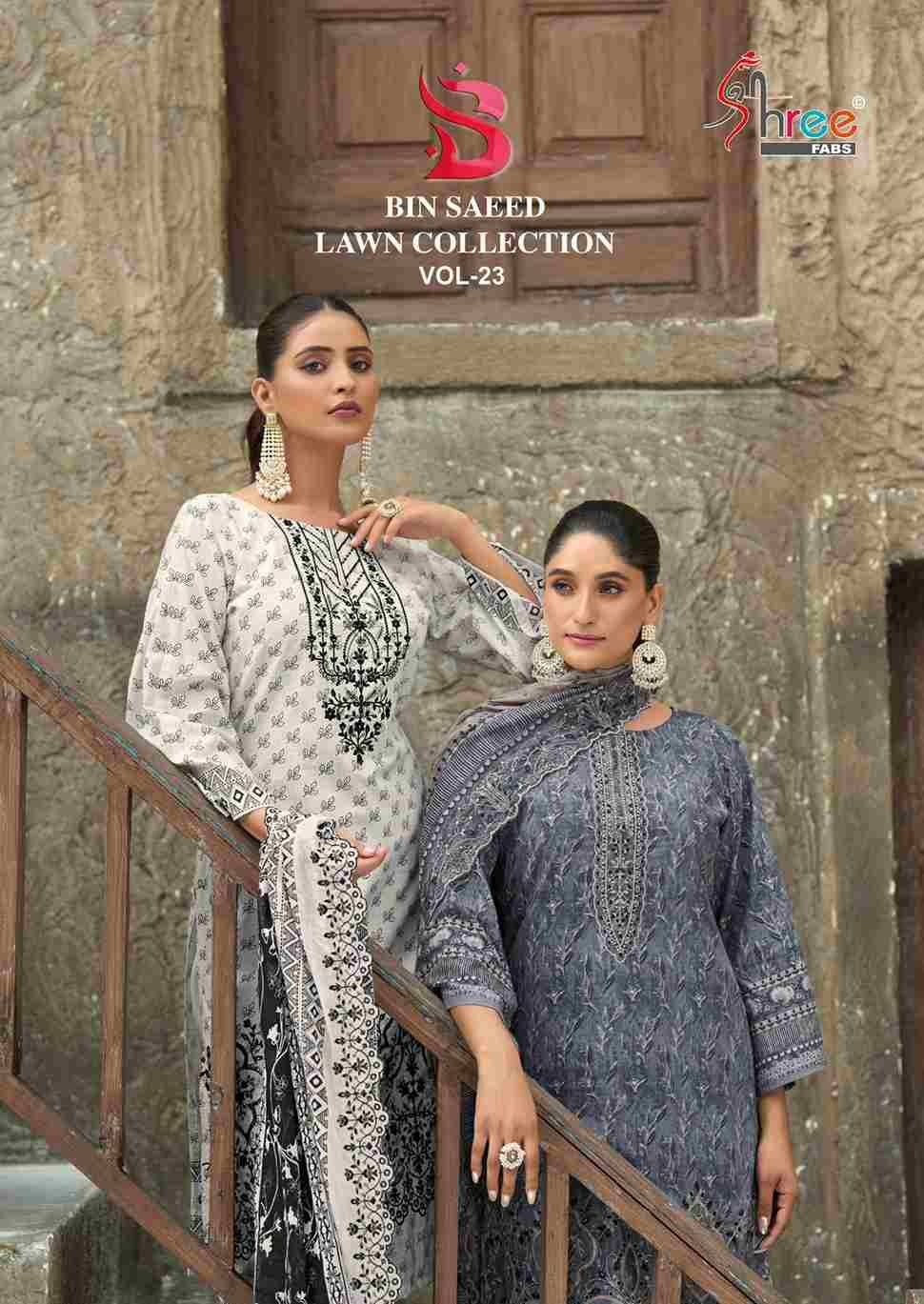 Bin Saeed Lawn Collection Vol-23 By Shree Fabs 2301 To 2306 Series Beautiful Pakistani Suits Colorful Stylish Fancy Casual Wear & Ethnic Wear Pure Lawn Cotton With Embroidered Dresses At Wholesale Price