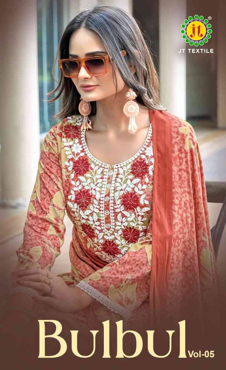 Bulbul Vol-5 By JT 5001 To 5005 Series Beautiful Festive Suits Colorful Stylish Fancy Casual Wear & Ethnic Wear Rayon Dresses At Wholesale Price