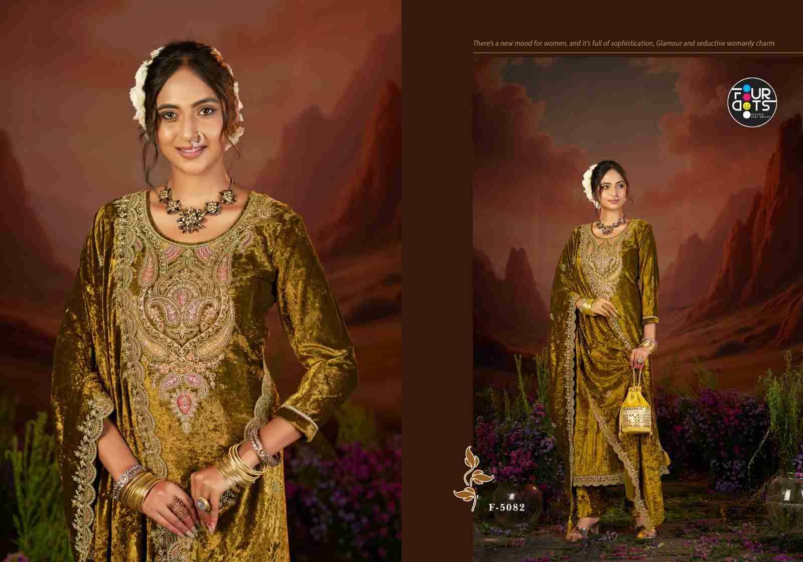 Clemence By Four Dots 5081 To 5084 Series Designer Stylish Fancy Colorful Beautiful Party Wear & Ethnic Wear Collection Velvet Dresses At Wholesale Price