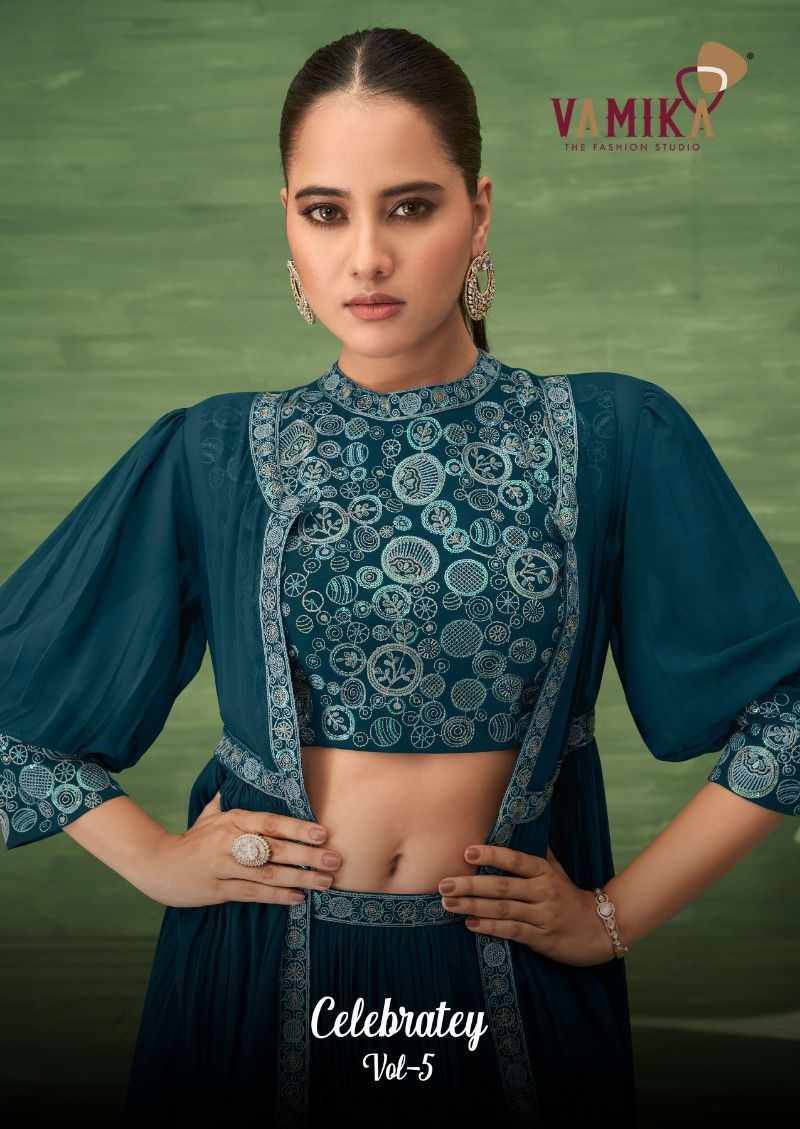 Celebrity Vol-5 By Vamika 1043 To 1045 Series Designer Beautiful Navratri Collection Occasional Wear & Party Wear Fancy Lehengas At Wholesale Price