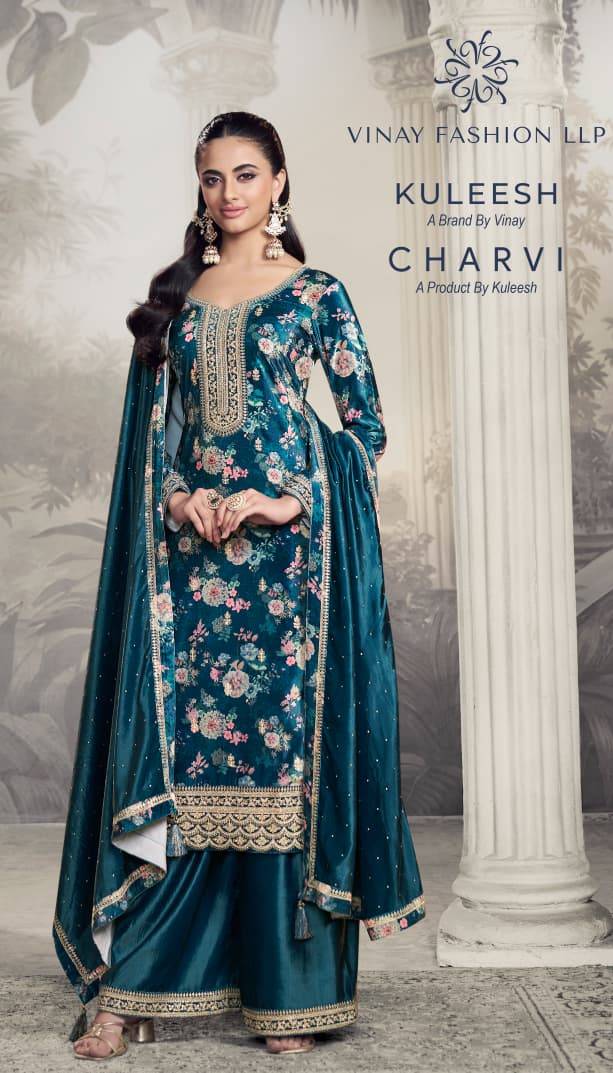 Charvi By Kuleesh 74401 To 74405 Series Designer Festive Suits Collection Beautiful Stylish Fancy Colorful Party Wear & Occasional Wear Velvet Dresses At Wholesale Price