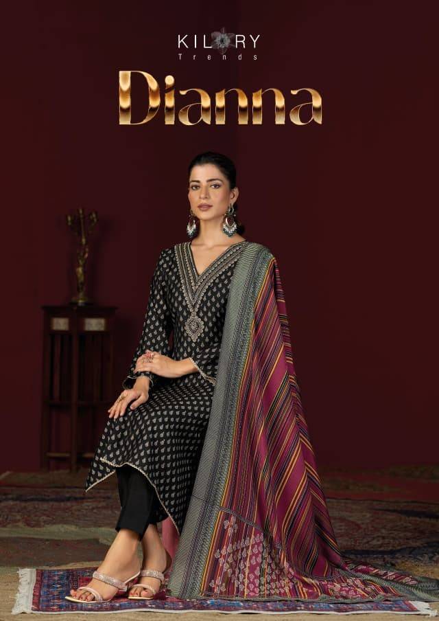 Dianna By Kilory 1851 To 1856 Series Beautiful Festive Suits Colorful Stylish Fancy Casual Wear & Ethnic Wear Pure Muslin Silk Dresses At Wholesale Price
