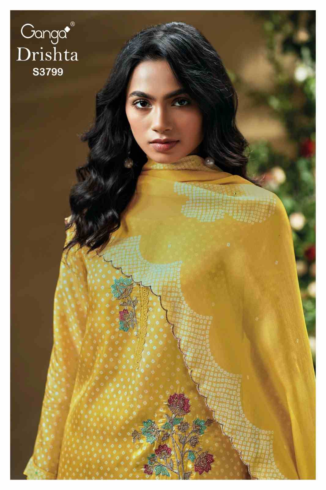 Drishta-3799 By Ganga Fashion 3799-A To 3799-D Series Beautiful Festive Suits Colorful Stylish Fancy Casual Wear & Ethnic Wear Pure Bemberg Dresses At Wholesale Price