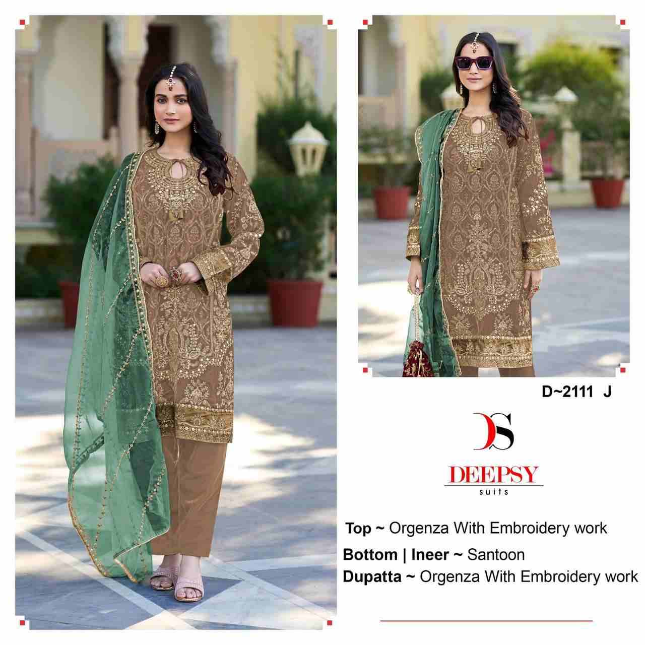 Deepsy Hit Design 2111 Colours Vol-3 By Deepsy Suits 2111-I To 2111-L Series Beautiful Pakistani Suits Colorful Stylish Fancy Casual Wear & Ethnic Wear Organza Embroidered Dresses At Wholesale Price