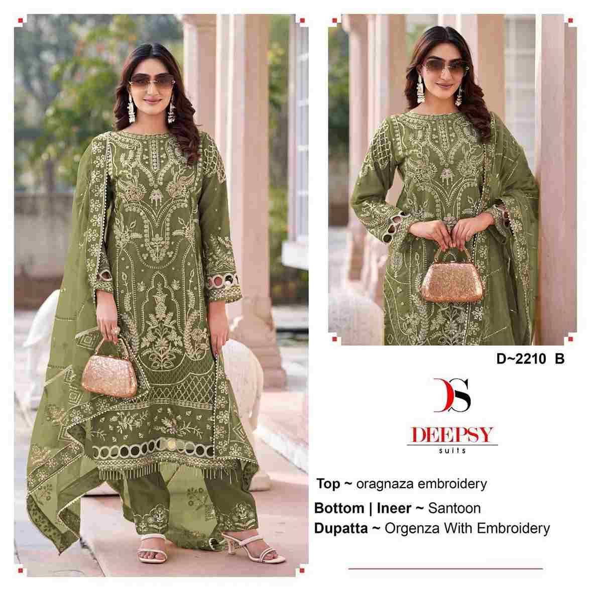 Deepsy Hit Design 2210 Colours By Deepsy Suits 2210-A To 2210-D Series Beautiful Pakistani Suits Colorful Stylish Fancy Casual Wear & Ethnic Wear Organza With Embroidered Dresses At Wholesale Price