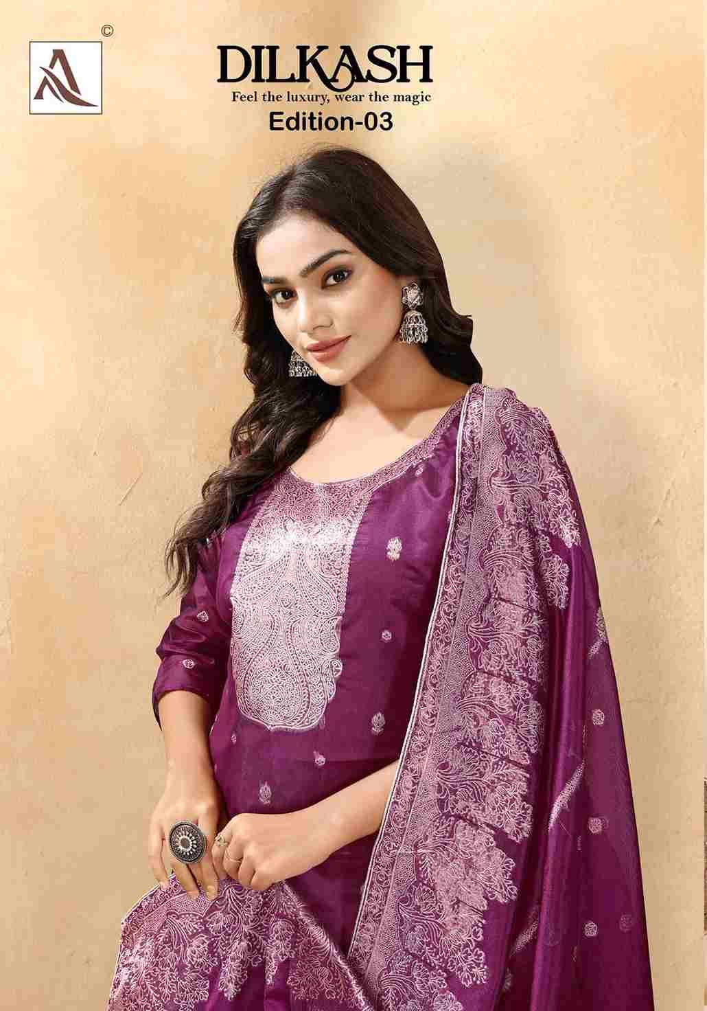 Dilkash Vol-3 By Alok Suit 2555-55-01 To 2555-55-04 Series Beautiful Festive Suits Colorful Stylish Fancy Casual Wear & Ethnic Wear Jacquard Dresses At Wholesale Price
