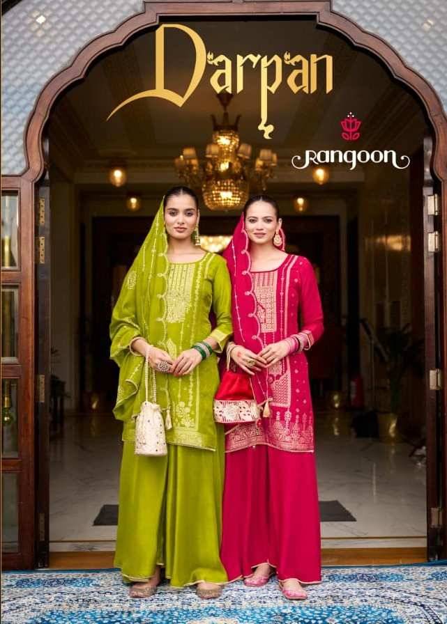Darpan By Rangoon 10001 To 10004 Series Beautiful Stylish Sharara Suits Fancy Colorful Casual Wear & Ethnic Wear & Ready To Wear Doal Jacquard Dresses At Wholesale Price