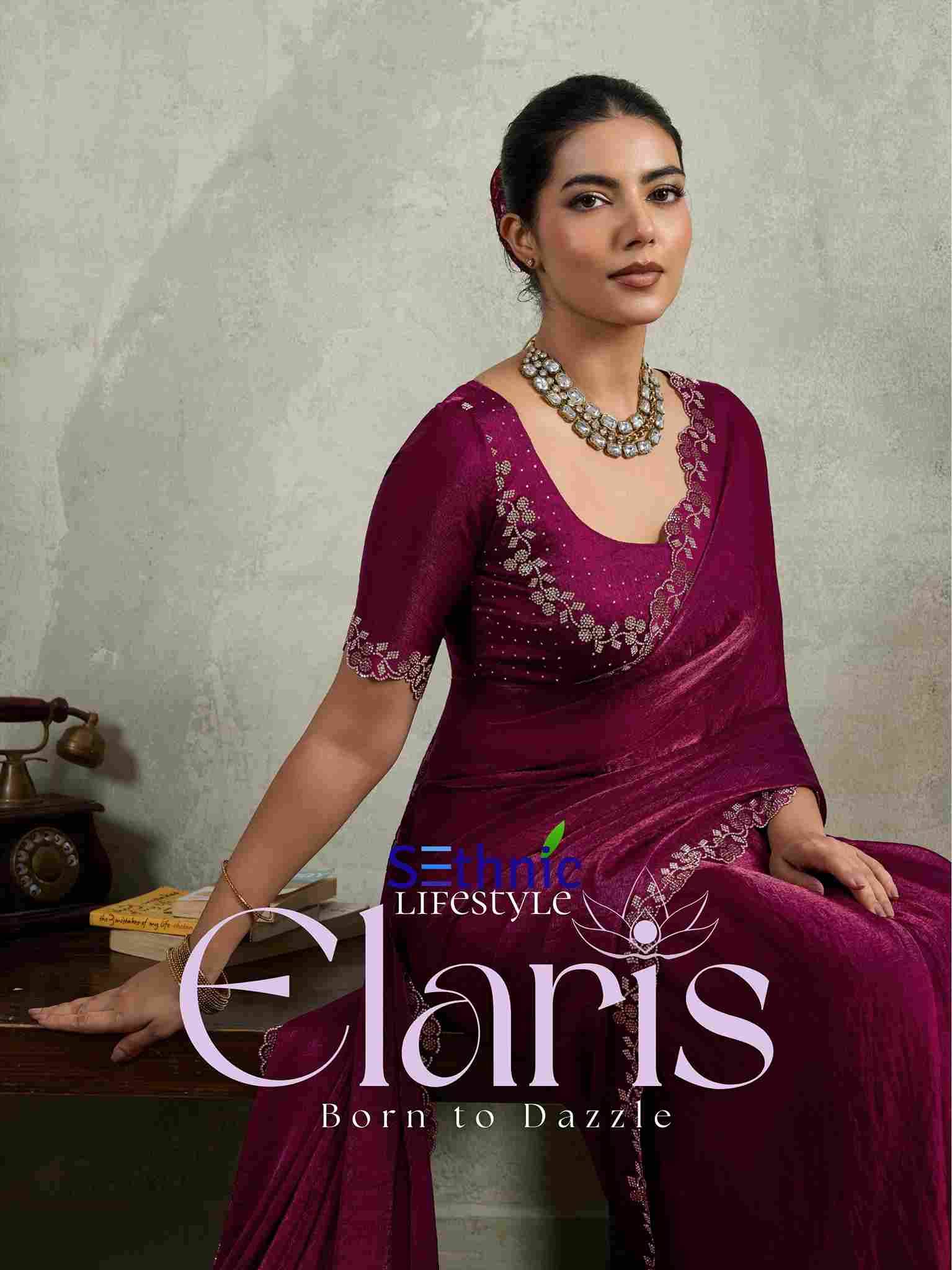Elarish By Sethnic 104001 To 104004 Series Indian Traditional Wear Collection Beautiful Stylish Fancy Colorful Party Wear & Occasional Wear Velvet Chiffon Sarees At Wholesale Price