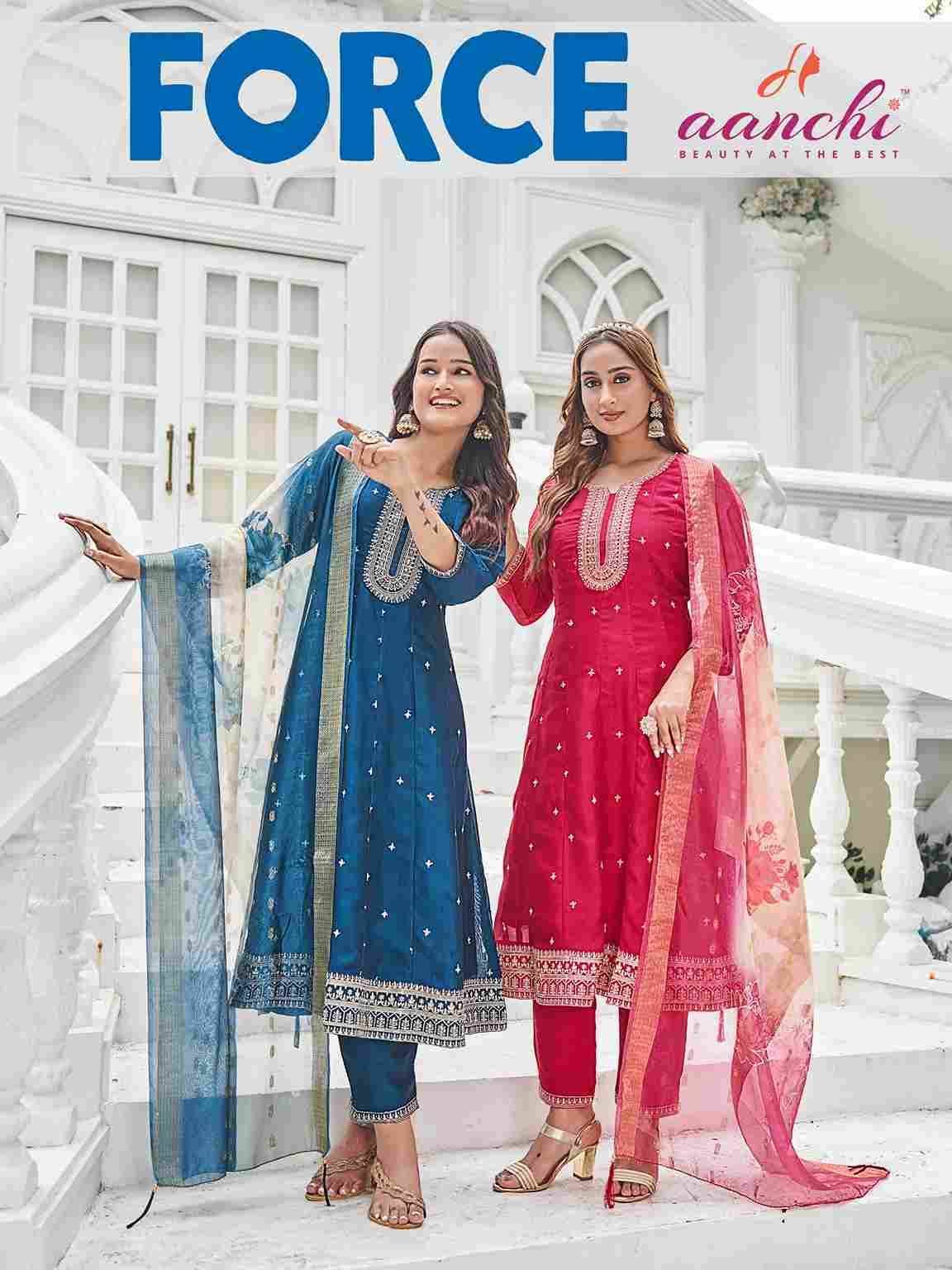 Force By Aanchi 01 To 04 Series Beautiful Festive Suits Colorful Stylish Fancy Casual Wear & Ethnic Wear Vichitra Silk Dresses At Wholesale Price
