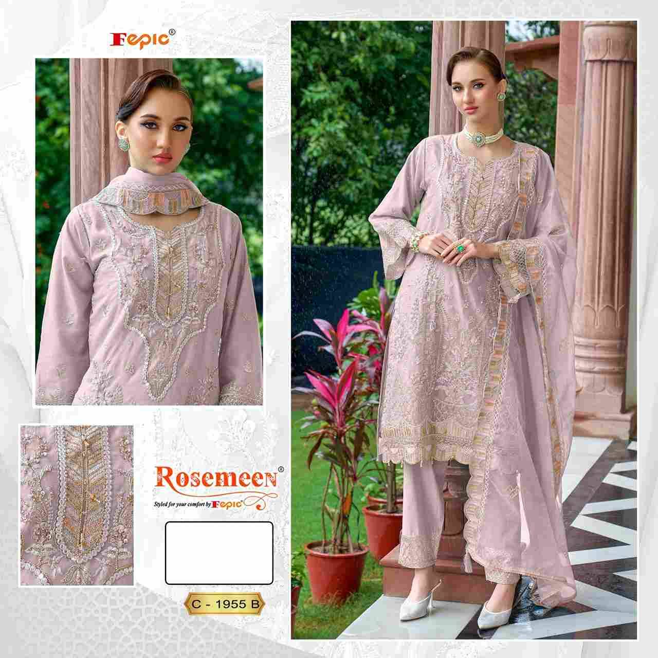Fepic 1955 Colours By Fepic 1955-A To 1955-D Series Beautiful Pakistani Suits Stylish Fancy Colorful Party Wear & Occasional Wear Organza Embroidered Dresses At Wholesale Price