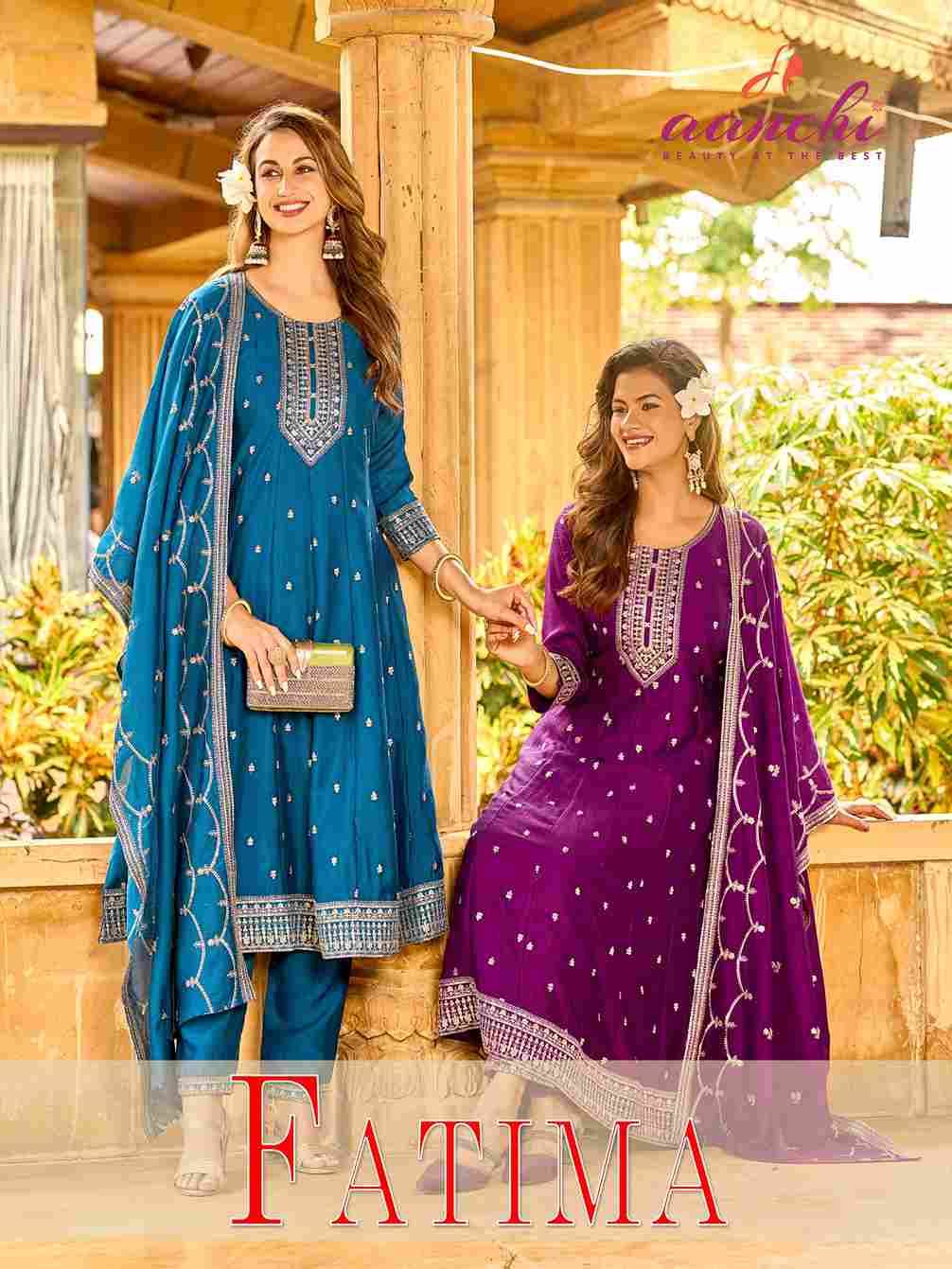 Fatima By Aanchi 01 To 04 Series Beautiful Festive Suits Colorful Stylish Fancy Casual Wear & Ethnic Wear Vichitra Silk Dresses At Wholesale Price