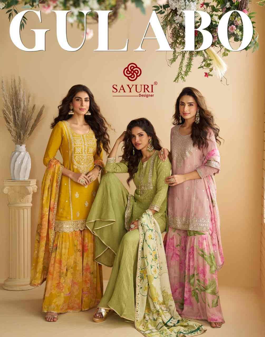 Gulabo By Sayuri 10069 To 10073 Series Beautiful Sharara Suits Colorful Stylish Fancy Casual Wear & Ethnic Wear Chinnon Silk Dresses At Wholesale Price