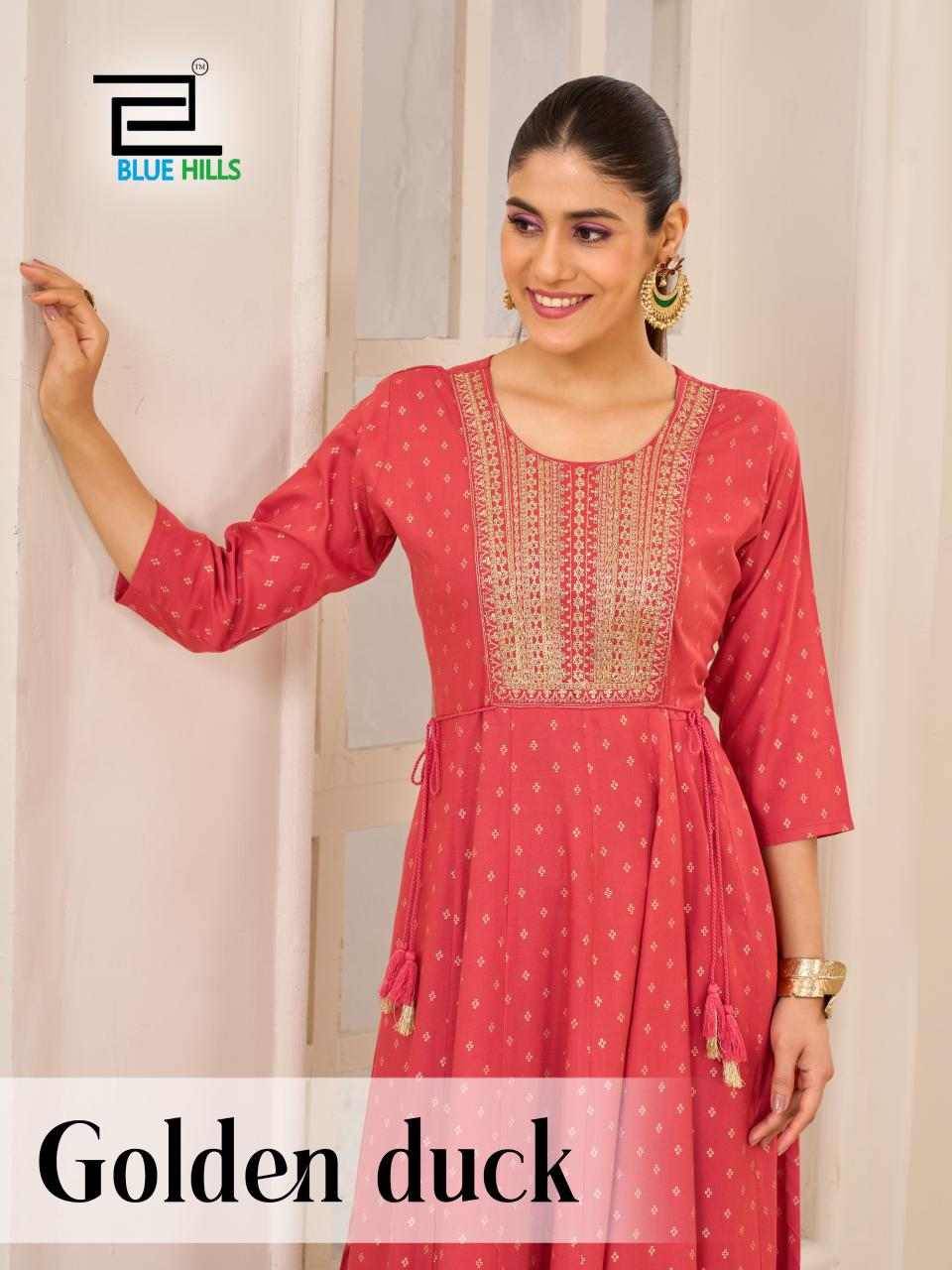 Golden Duck By Blue Hills 1001 To 1004 Series Designer Stylish Fancy Colorful Beautiful Party Wear & Ethnic Wear Collection Rayon Kurtis At Wholesale Price