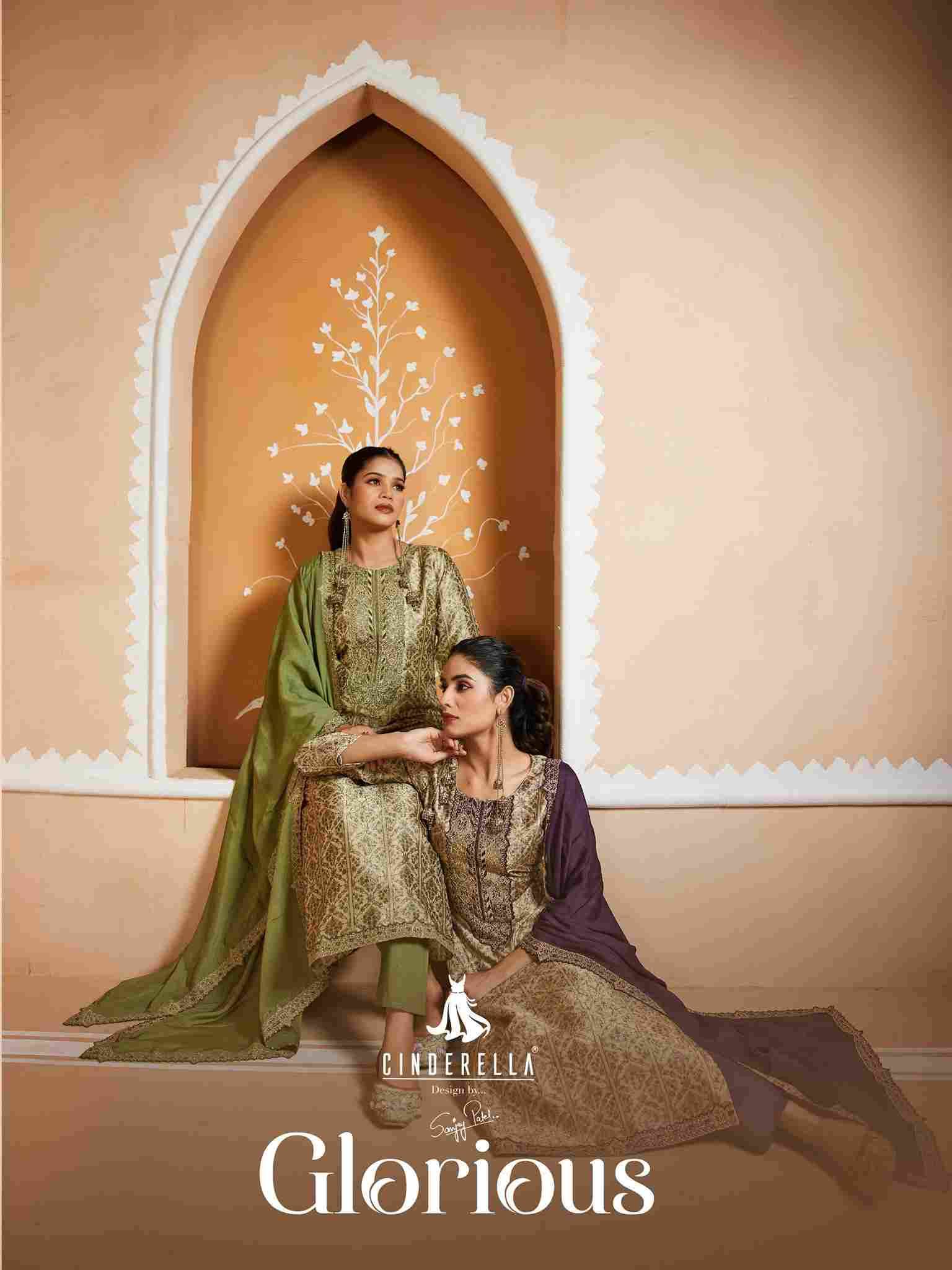 Glorious By Cinderella 15852 To 15855 Series Beautiful Stylish Festive Suits Fancy Colorful Casual Wear & Ethnic Wear & Ready To Wear Silk Jacquard Dresses At Wholesale Price
