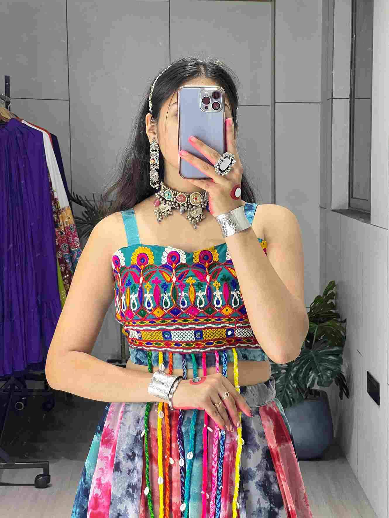 Gr-8077 By Fashid Wholesale Navratri Wear Collection Beautiful Stylish Colorful Fancy Party Wear & Occasional Wear Faux Georgette Lehengas At Wholesale Price
