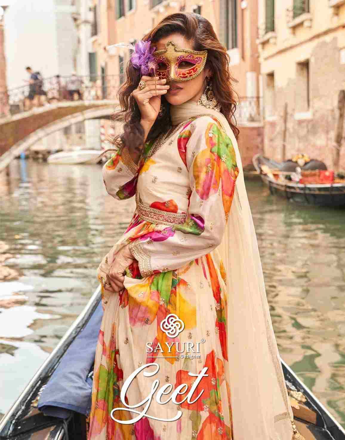 Geet By Sayuri 10074 To 10076 Series Designer Stylish Fancy Colorful Beautiful Party Wear & Ethnic Wear Collection Premium Chinnon Silk Gowns With Dupatta At Wholesale Price