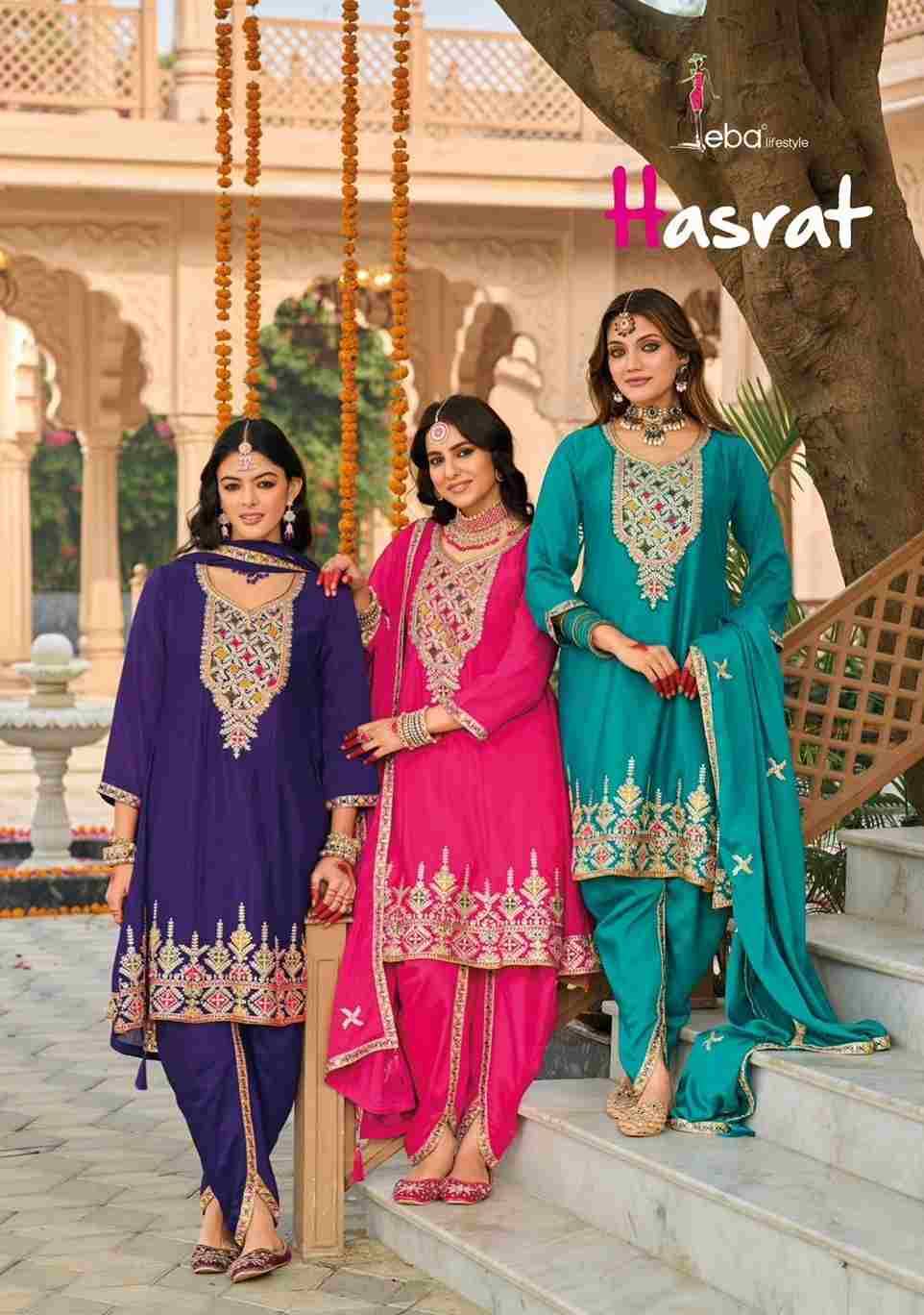 Hasrat By Eba Lifestyle 1803 To 1805 Series Beautiful Festive Suits Colorful Stylish Fancy Casual Wear & Ethnic Wear Heavy Chinnon Embroidery Dresses At Wholesale Price