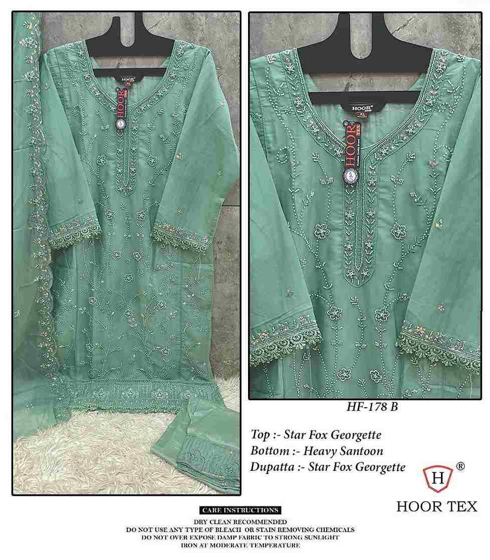 Hoor Tex Hit Design HF-178 Colours By Hoor Tex HF-178-A To HF-178-D Series Designer Festive Pakistani Suits Collection Beautiful Stylish Fancy Colorful Party Wear & Occasional Wear Heavy Faux Georgette Embroidered Dresses At Wholesale Price