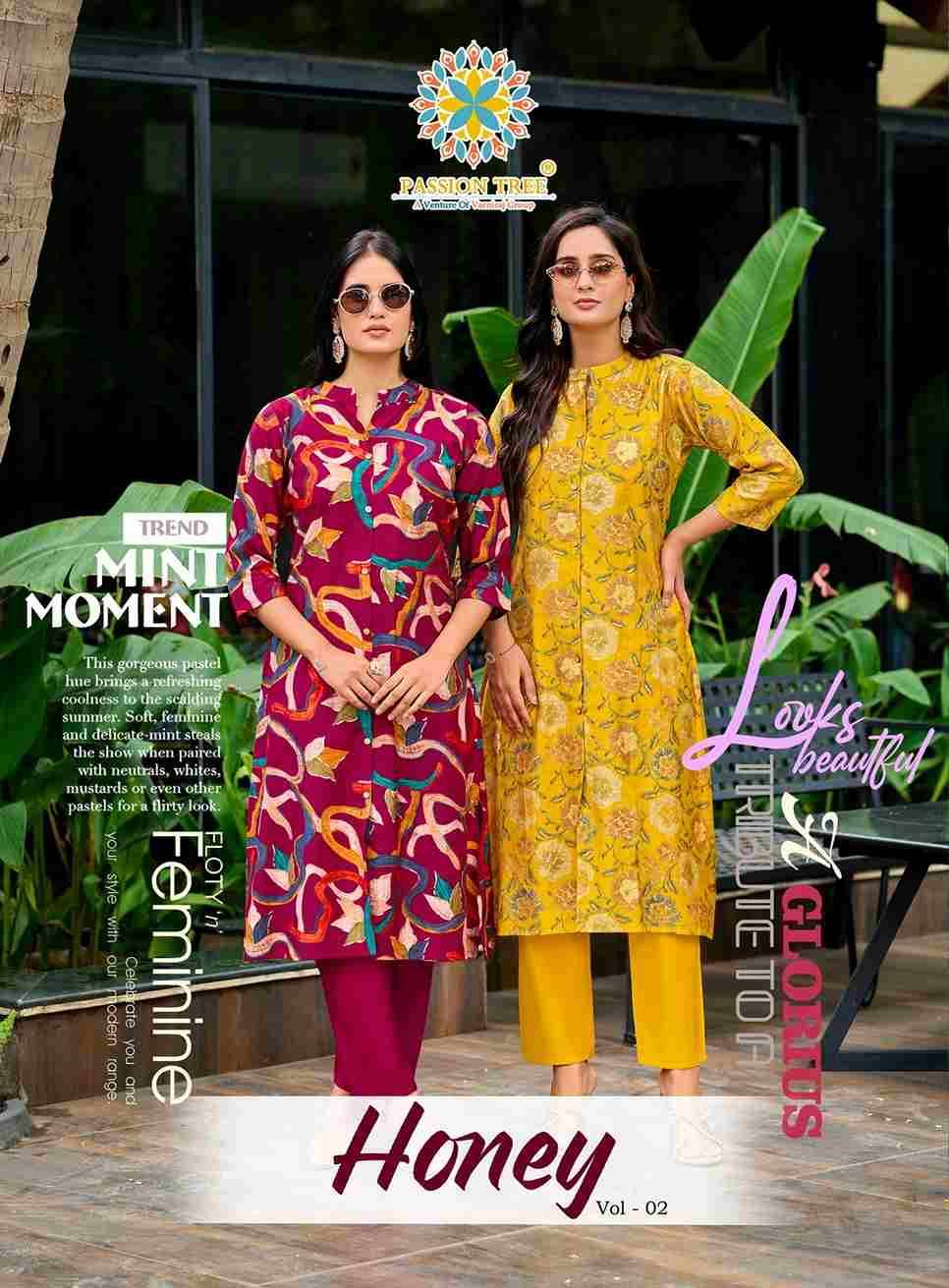 Honey Vol-2 By Passion Tree 2001 To 2006 Series Designer Collection Beautiful Stylish Fancy Colorful Party Wear & Occasional Wear Vatican Print Kurtis With Bottom At Wholesale Price