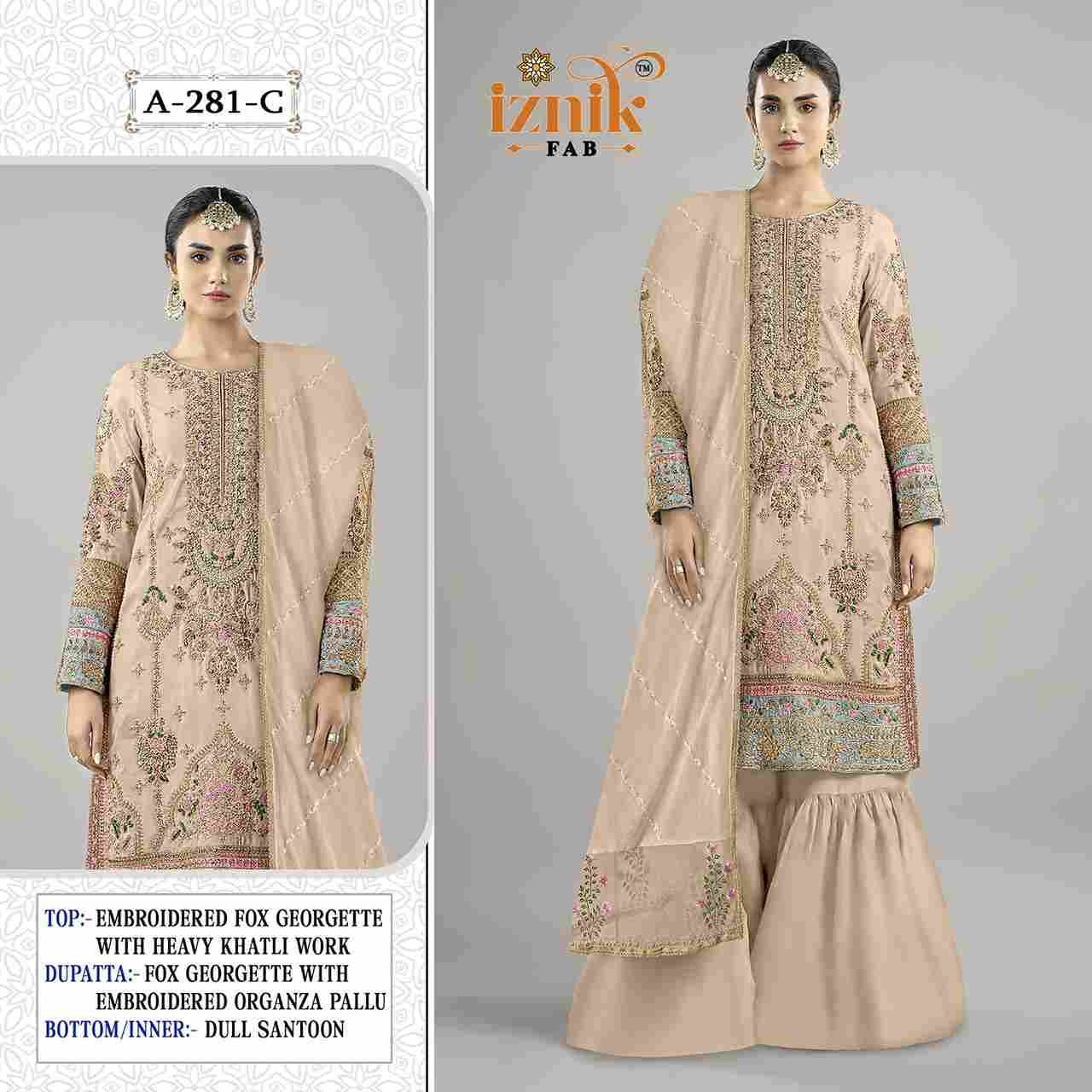 Iznik 281 Colours By Iznik Fab 281-B To 281-E Series Designer Pakistani Suits Beautiful Stylish Fancy Colorful Party Wear & Occasional Wear Faux Georgette With Embroidery Dresses At Wholesale Price